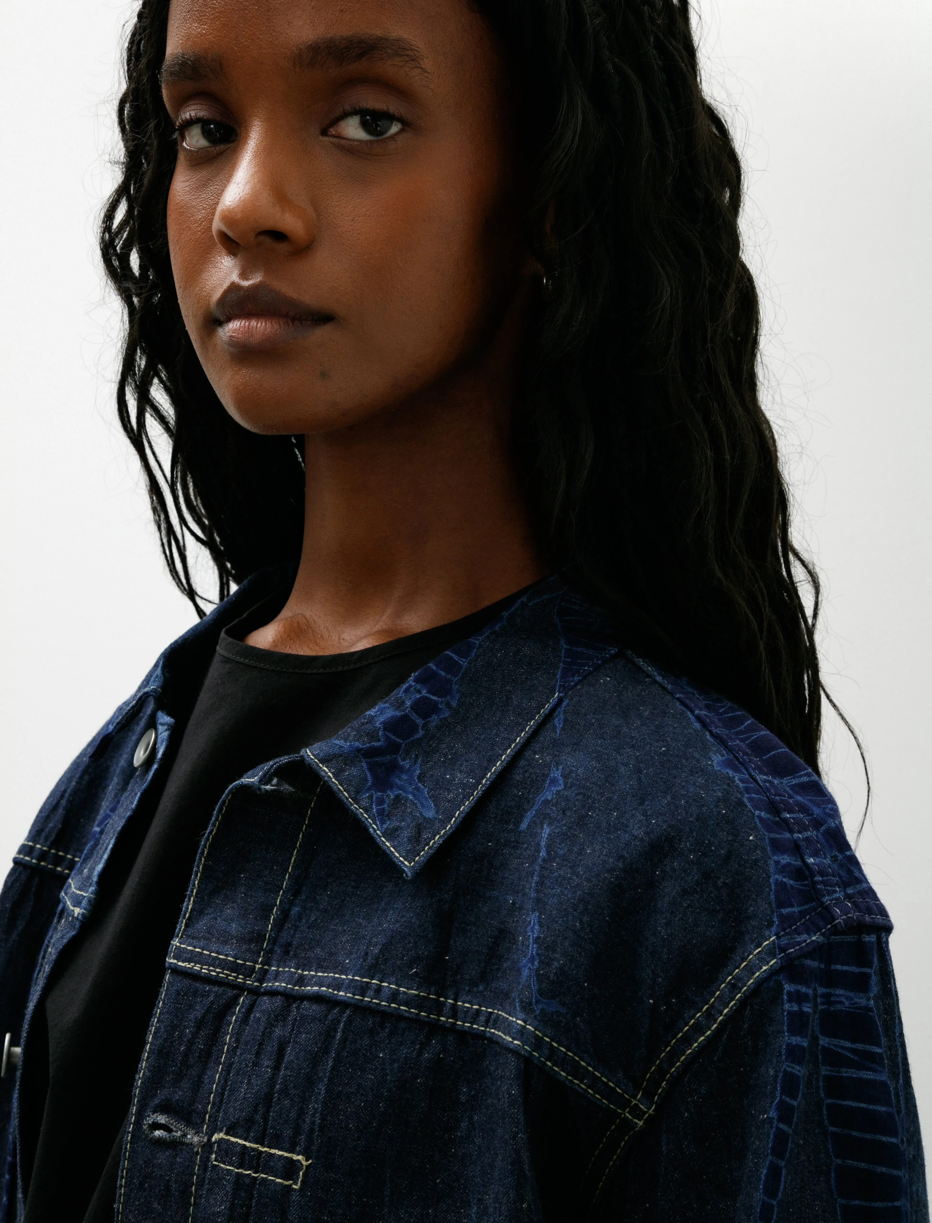Cotton Denim Jacket Tesuji Shibori Navy Indigo sold by SHOP NEIGHBOR product image thumbnail 2