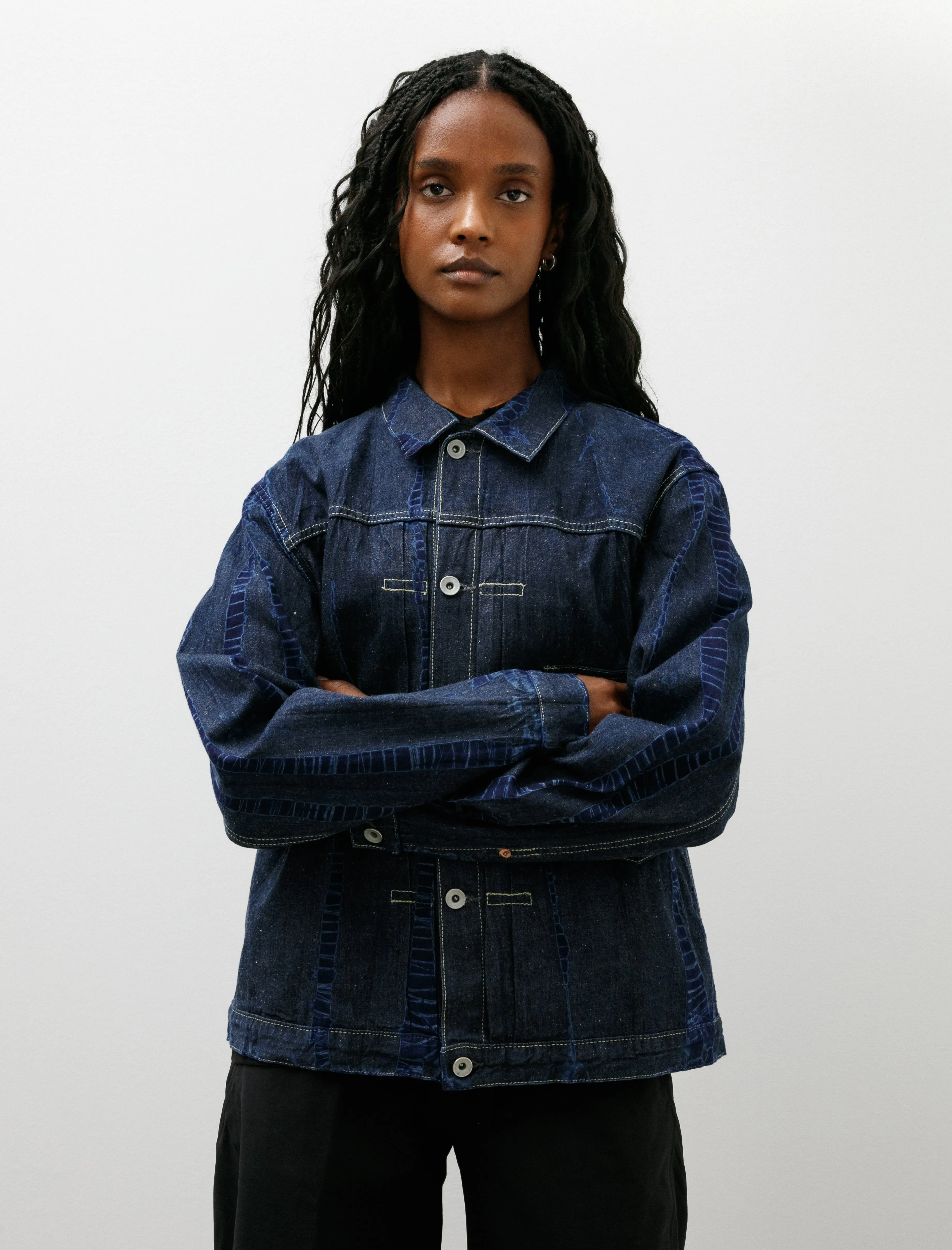 Cotton Denim Jacket Tesuji Shibori Navy Indigo sold by SHOP NEIGHBOR product image thumbnail 3