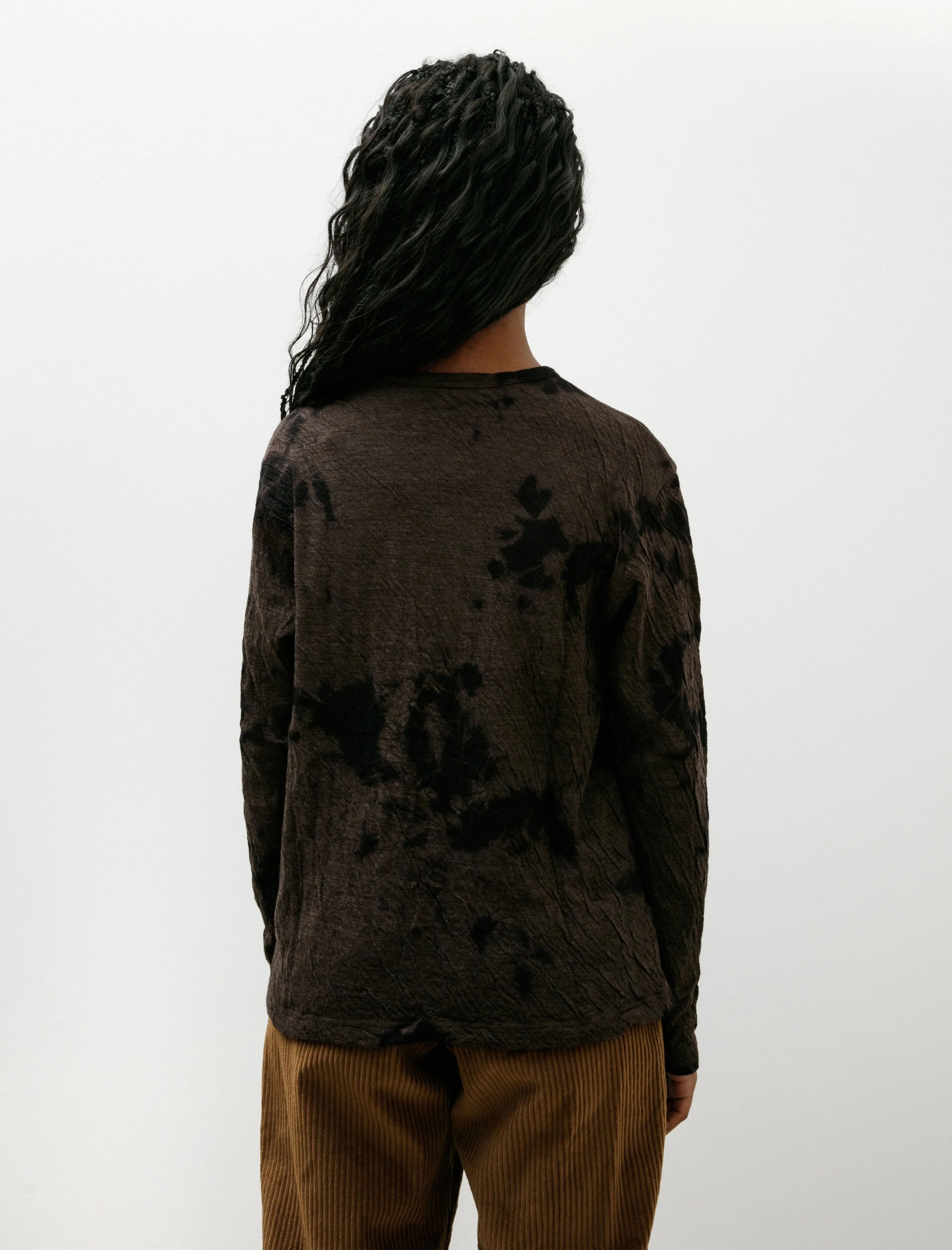 Dual Layered Wool Cotton Jersey LS Madara Shibori Black Raw Umber sold by SHOP NEIGHBOR product image thumbnail 4