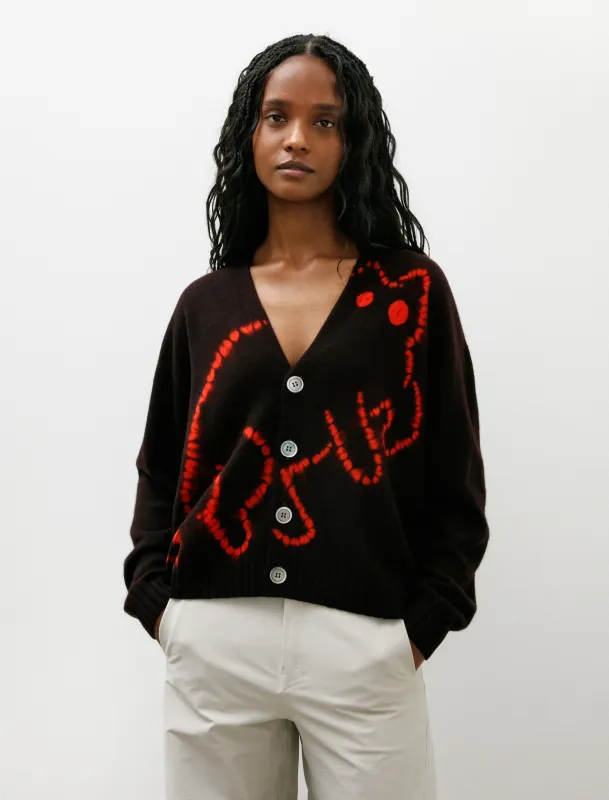 Cashmere Seamless Short Cardigan Black Red made by SHOP NEIGHBOR