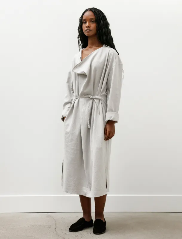 Drape Neck Shirt Dress Raw Cotton Silk Light Grey sold by SHOP NEIGHBOR