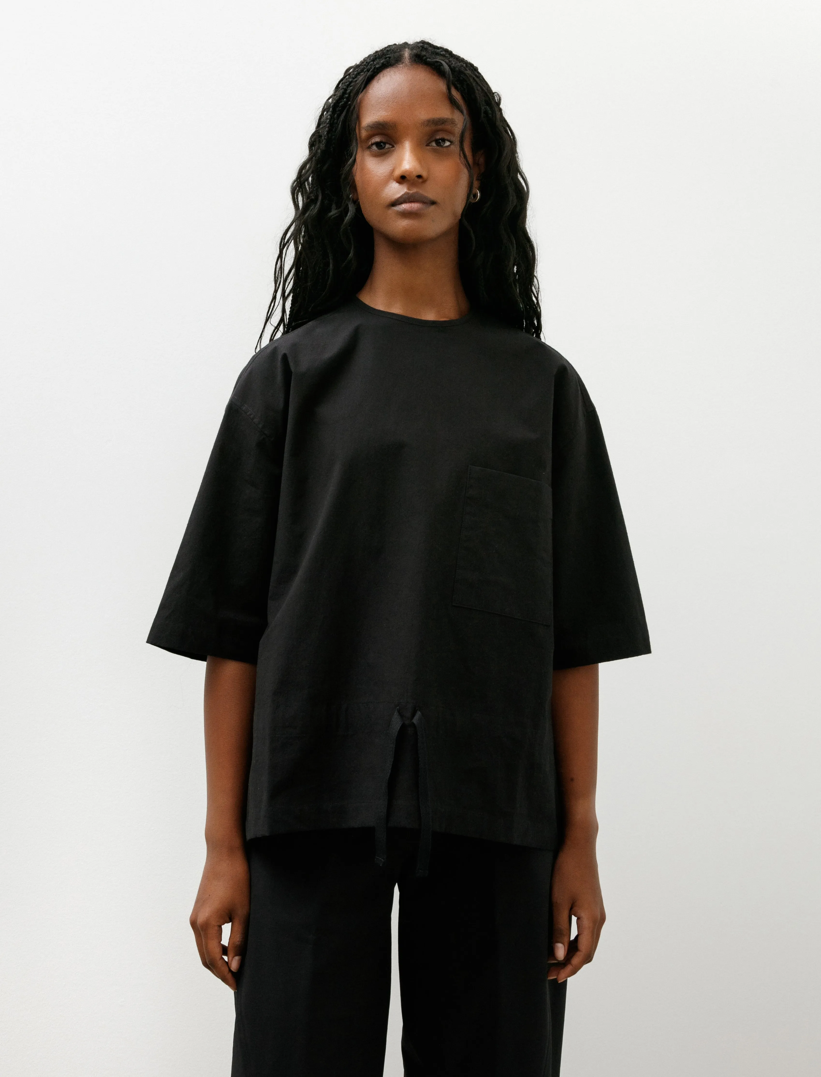 Gathered T-Shirt Typewriter Cotton Black sold by SHOP NEIGHBOR