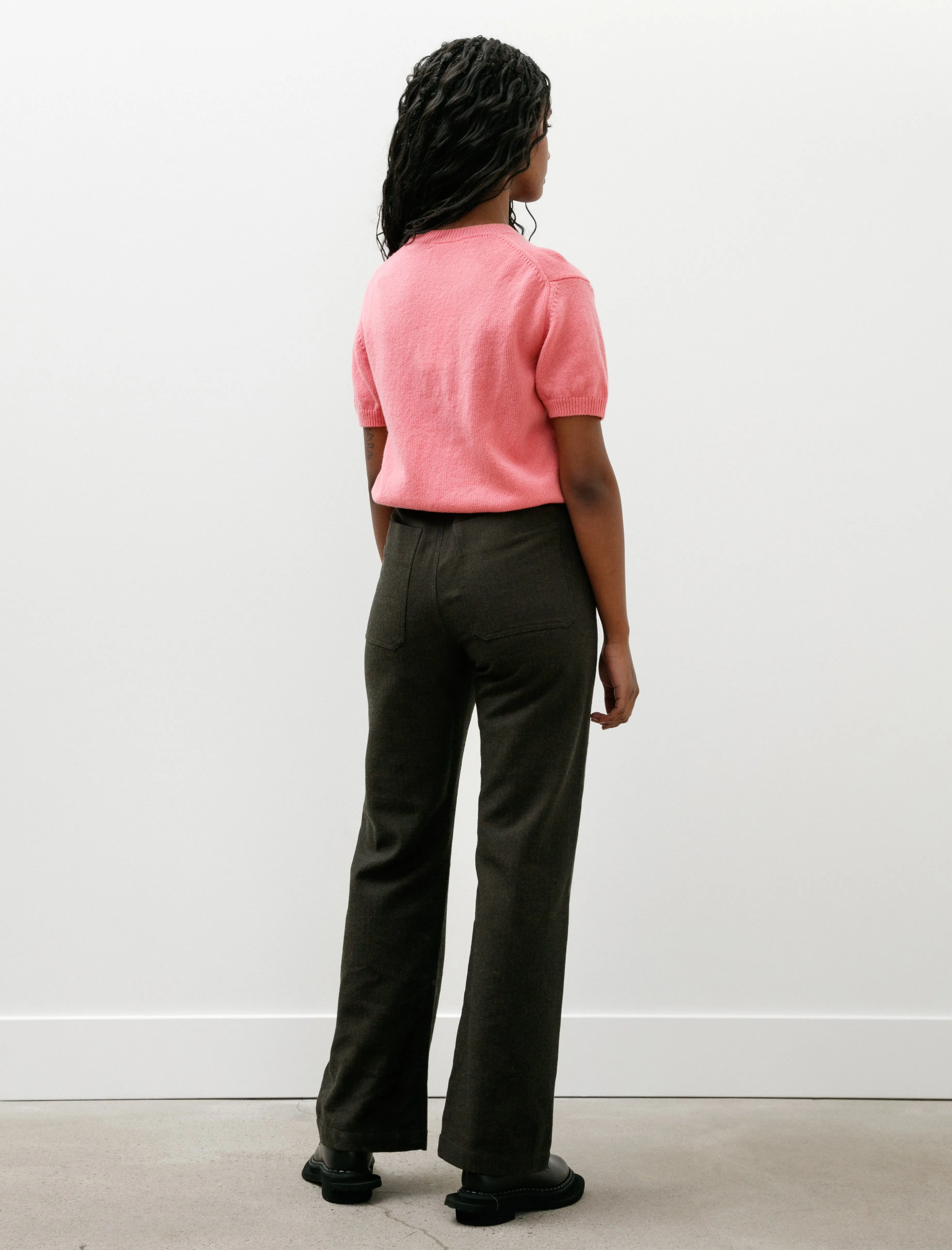 Darted Straight Leg Pant Cotton Wool Herringbone Green sold by SHOP NEIGHBOR product image thumbnail 5