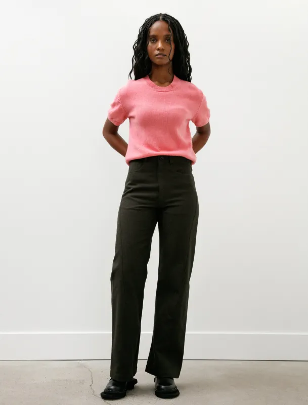Darted Straight Leg Pant Cotton Wool Herringbone Green sold by SHOP NEIGHBOR