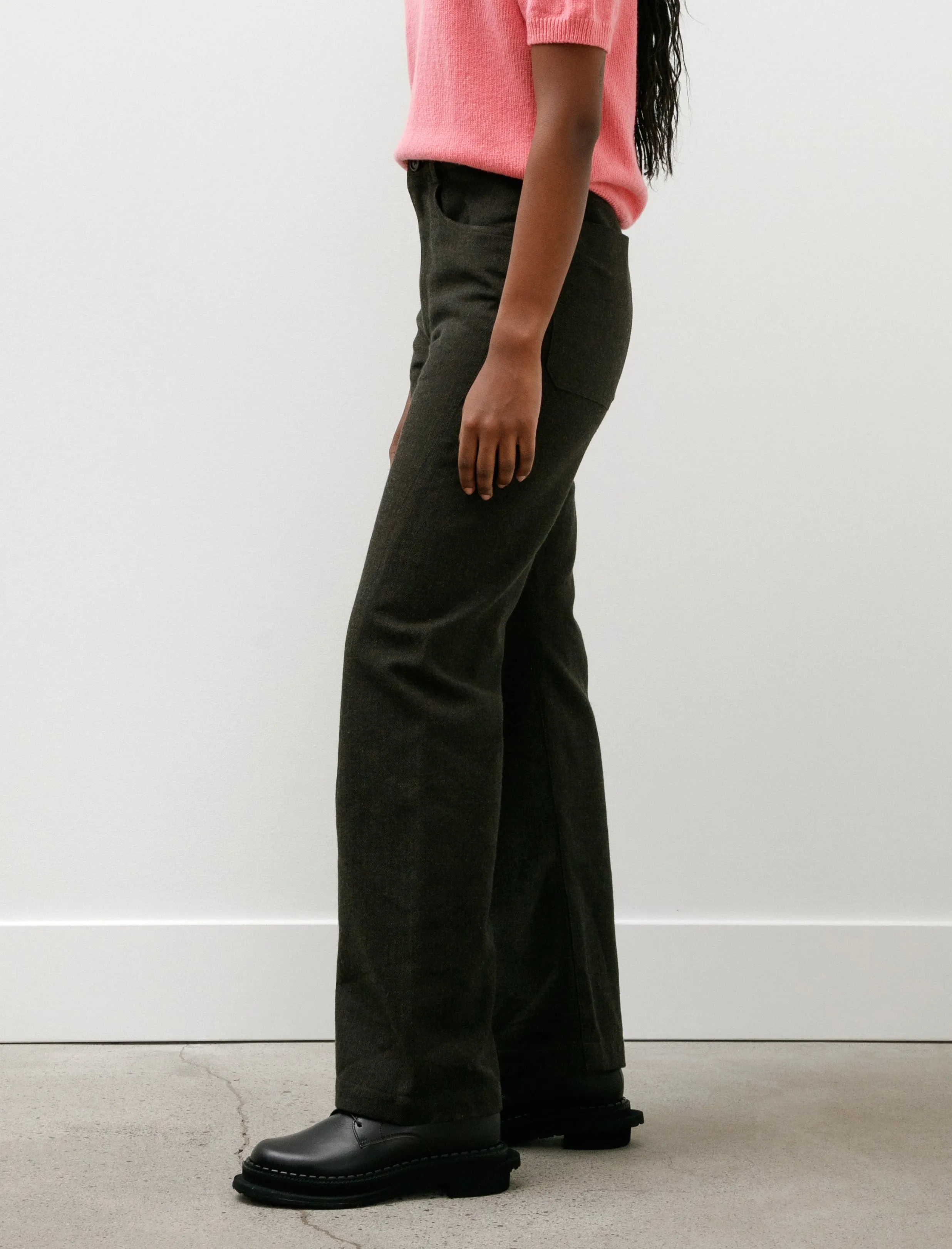 Darted Straight Leg Pant Cotton Wool Herringbone Green sold by SHOP NEIGHBOR product image thumbnail 4