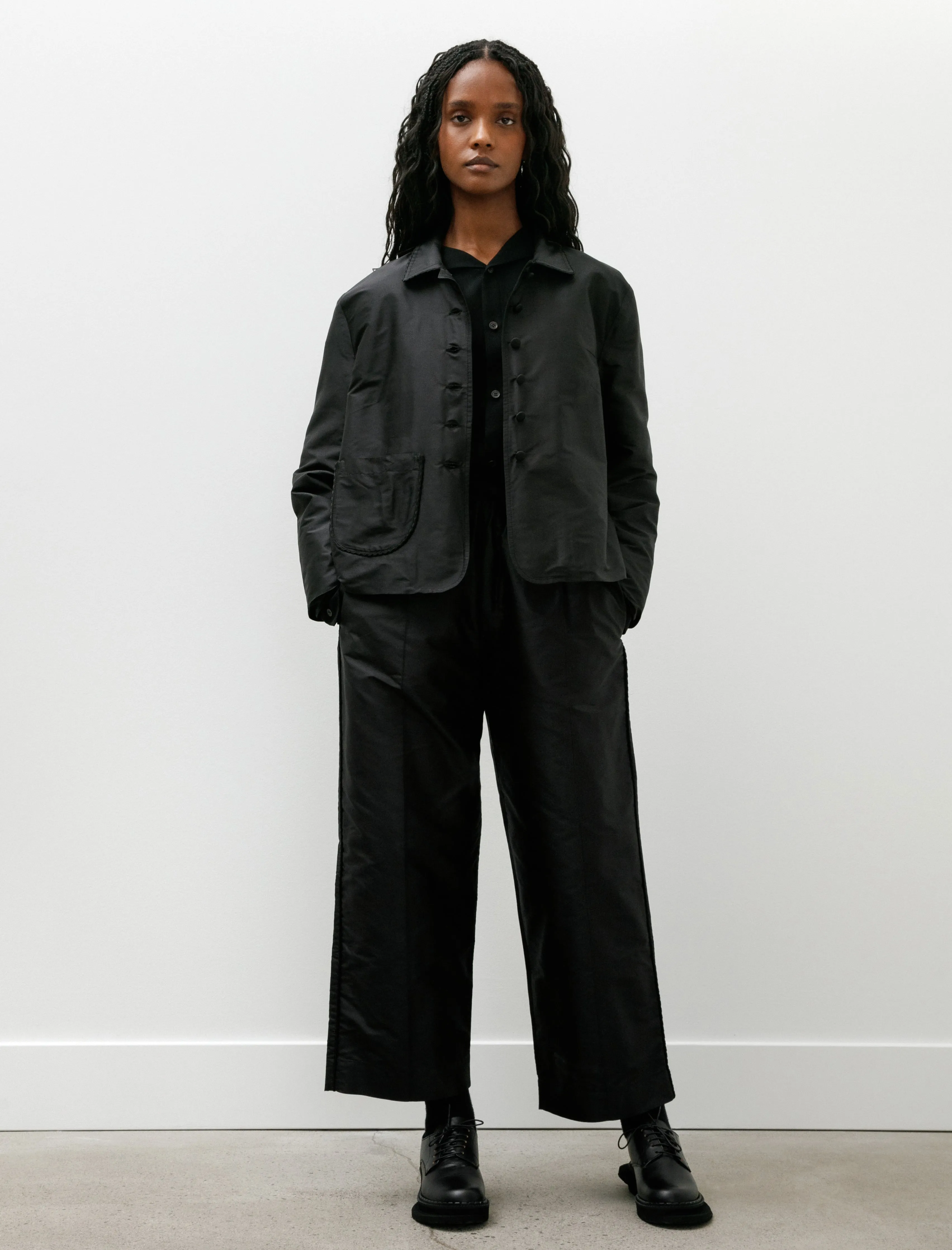 Silk Dupion Lillie Jacket with Trim Black sold by SHOP NEIGHBOR