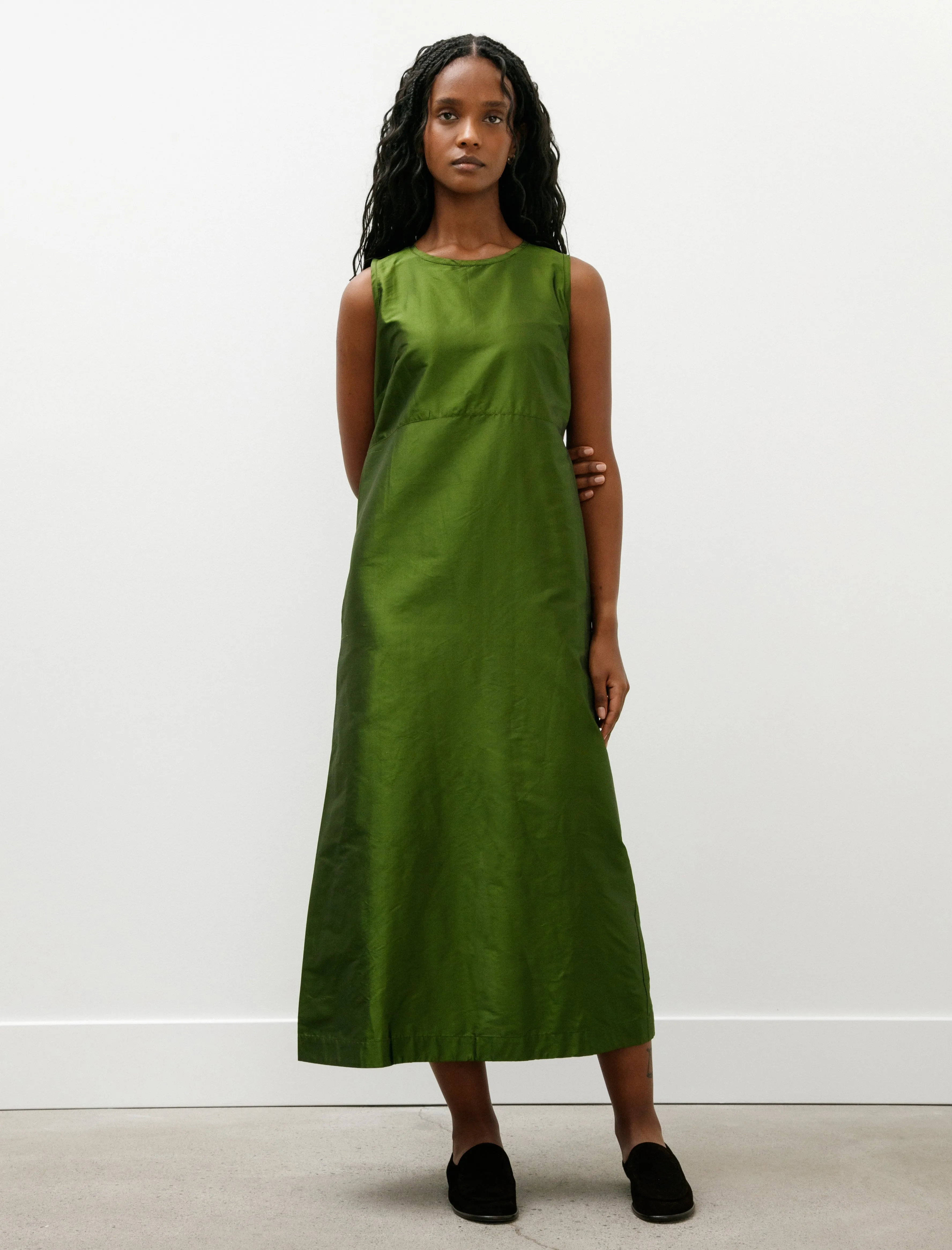 Silk Dupion Erika Dress Bottle Green sold by SHOP NEIGHBOR