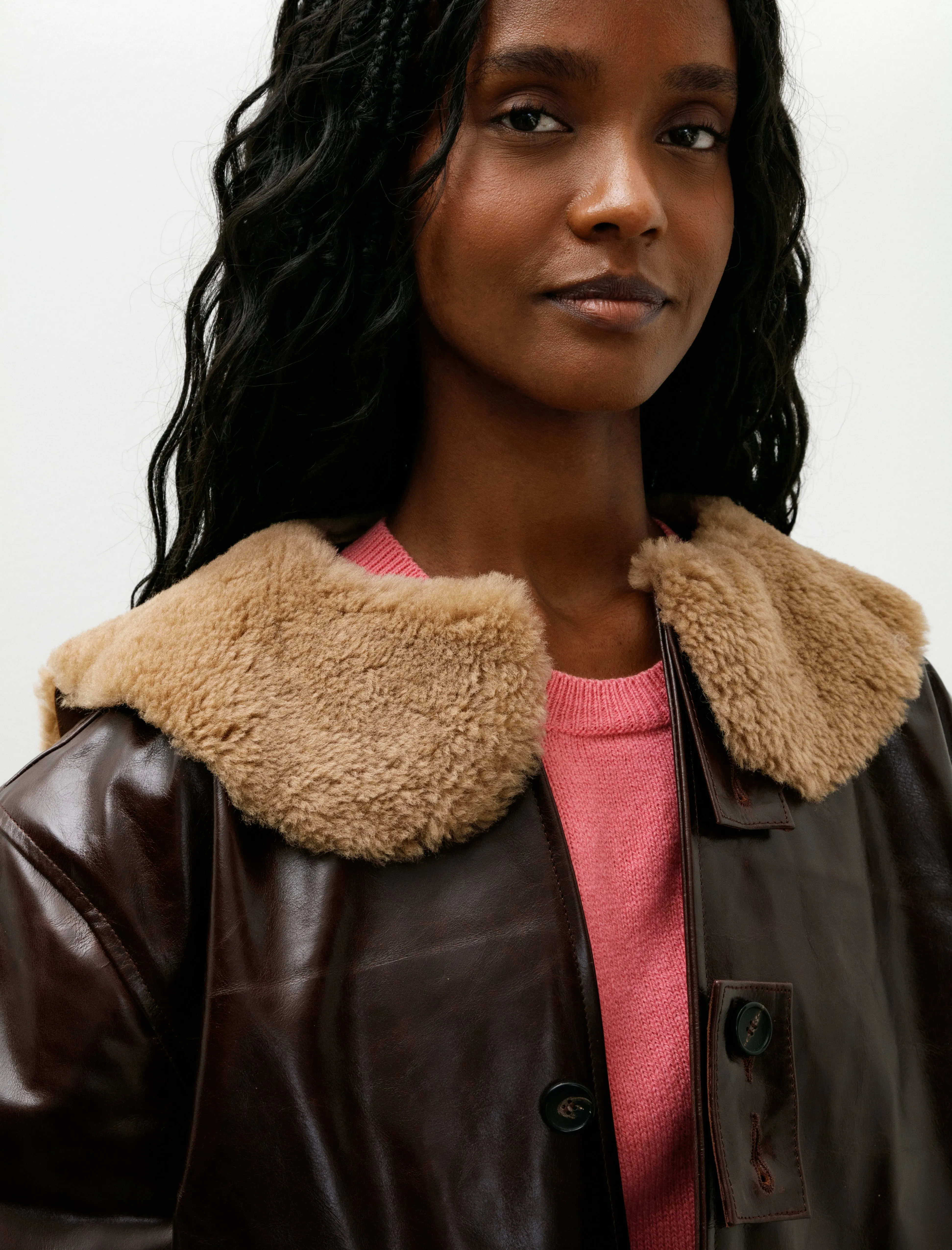 Leather Ellie Jacket with Curly Hair Collar Canada Brown sold by SHOP NEIGHBOR product image thumbnail 3