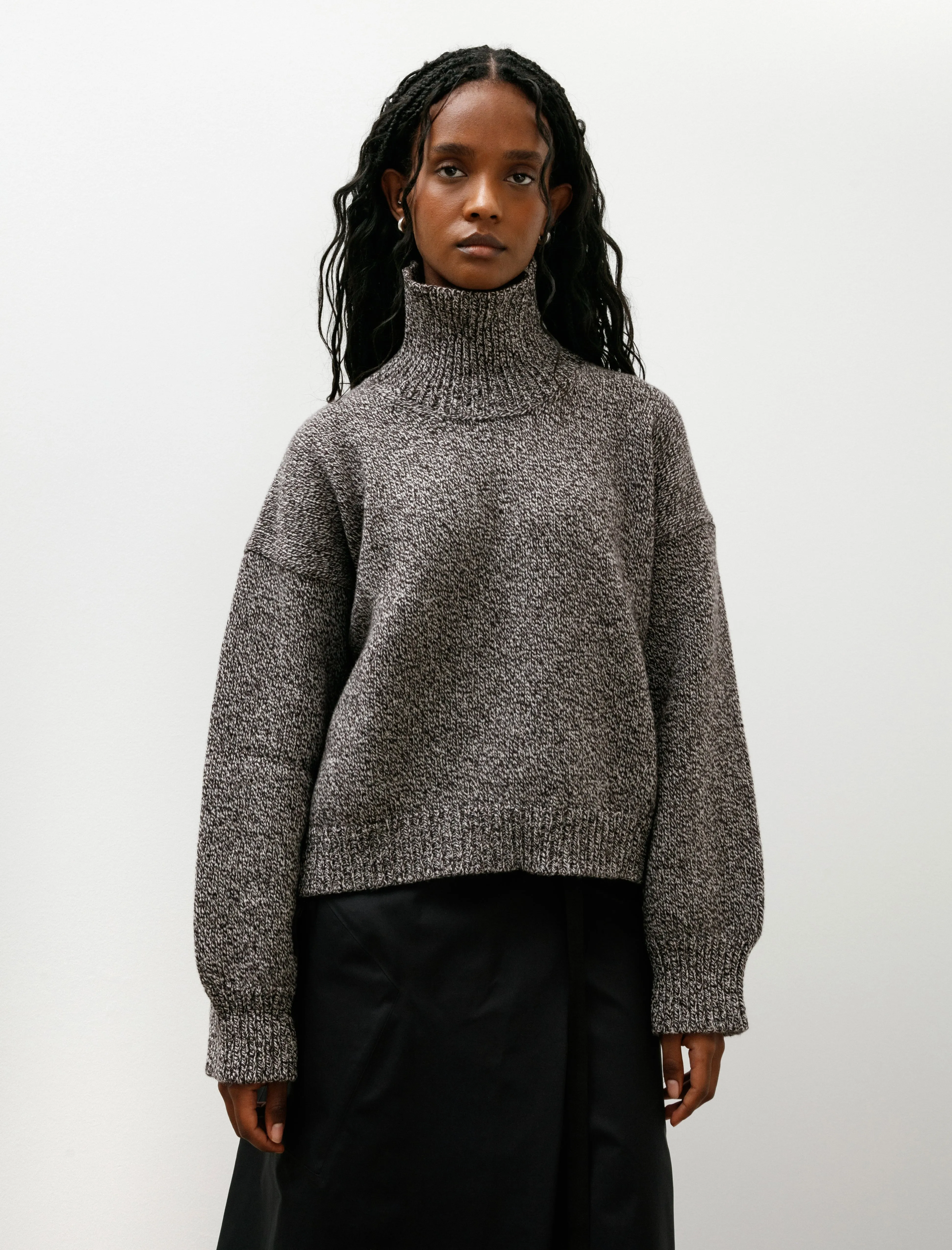Caragh Chunky Crop High Neck Dark Brown Marle sold by SHOP NEIGHBOR