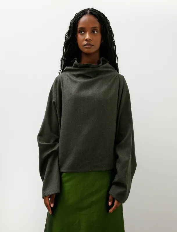 Batwing T-Neck Oversized Short Shirt Flannel Loden sold by SHOP NEIGHBOR