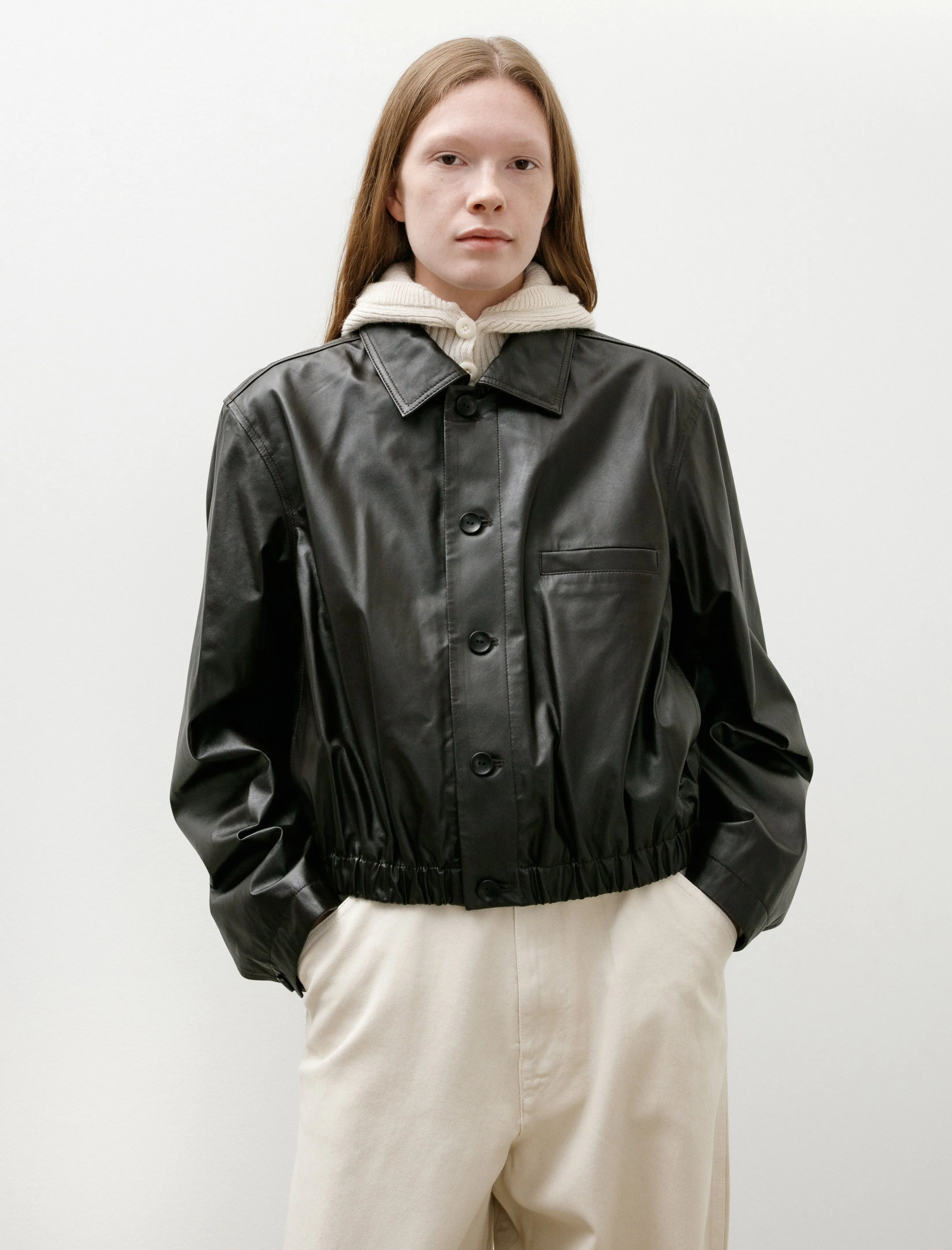 Soft Leather Blouson Black Cherry sold by SHOP NEIGHBOR product image thumbnail 4