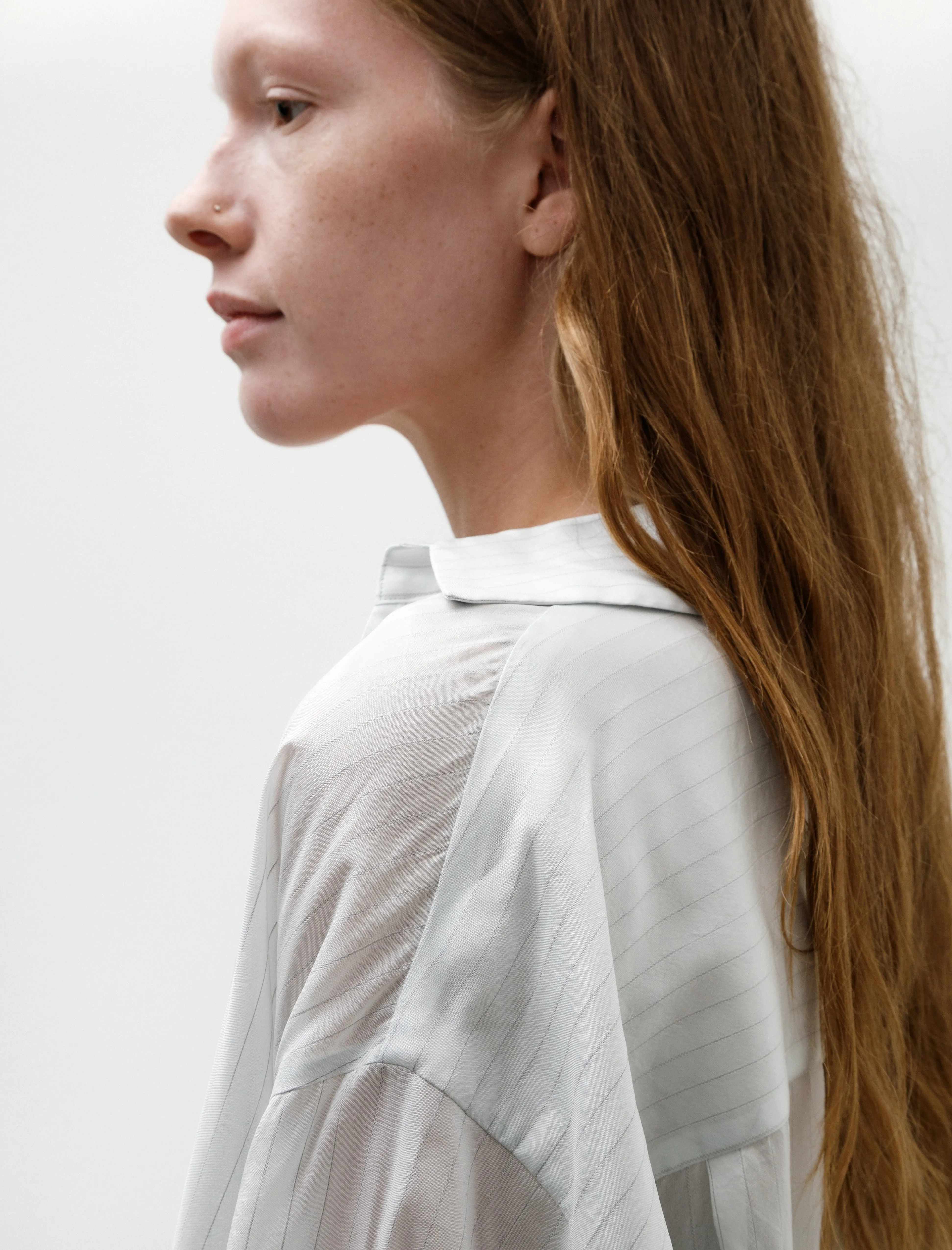 Cupro Stripe Skipper Blouse White sold by SHOP NEIGHBOR product image thumbnail 2