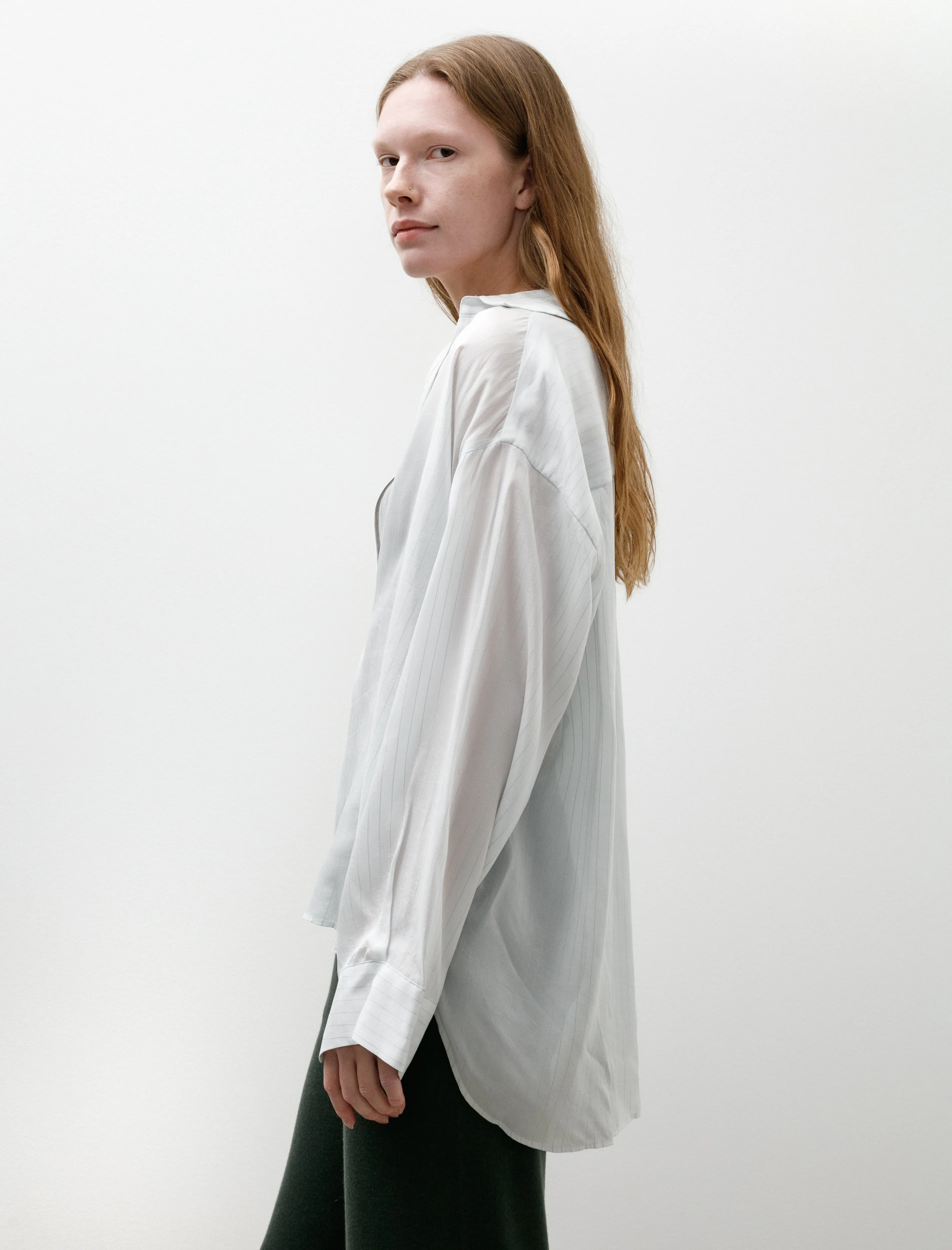 Cupro Stripe Skipper Blouse White sold by SHOP NEIGHBOR product image thumbnail 3