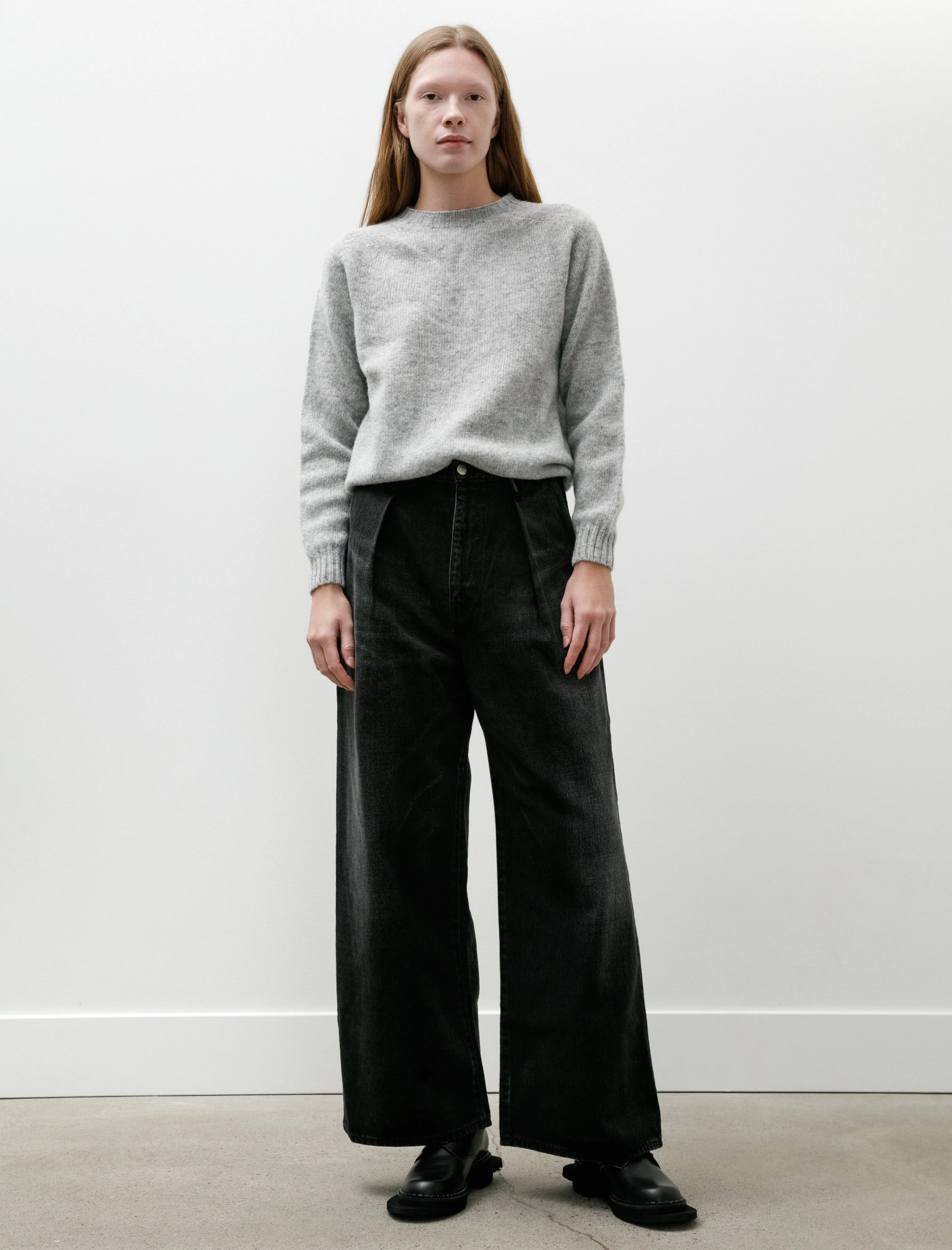 Selvage Denim Two Tuck Wide Pants Black Dark Fade sold by SHOP NEIGHBOR