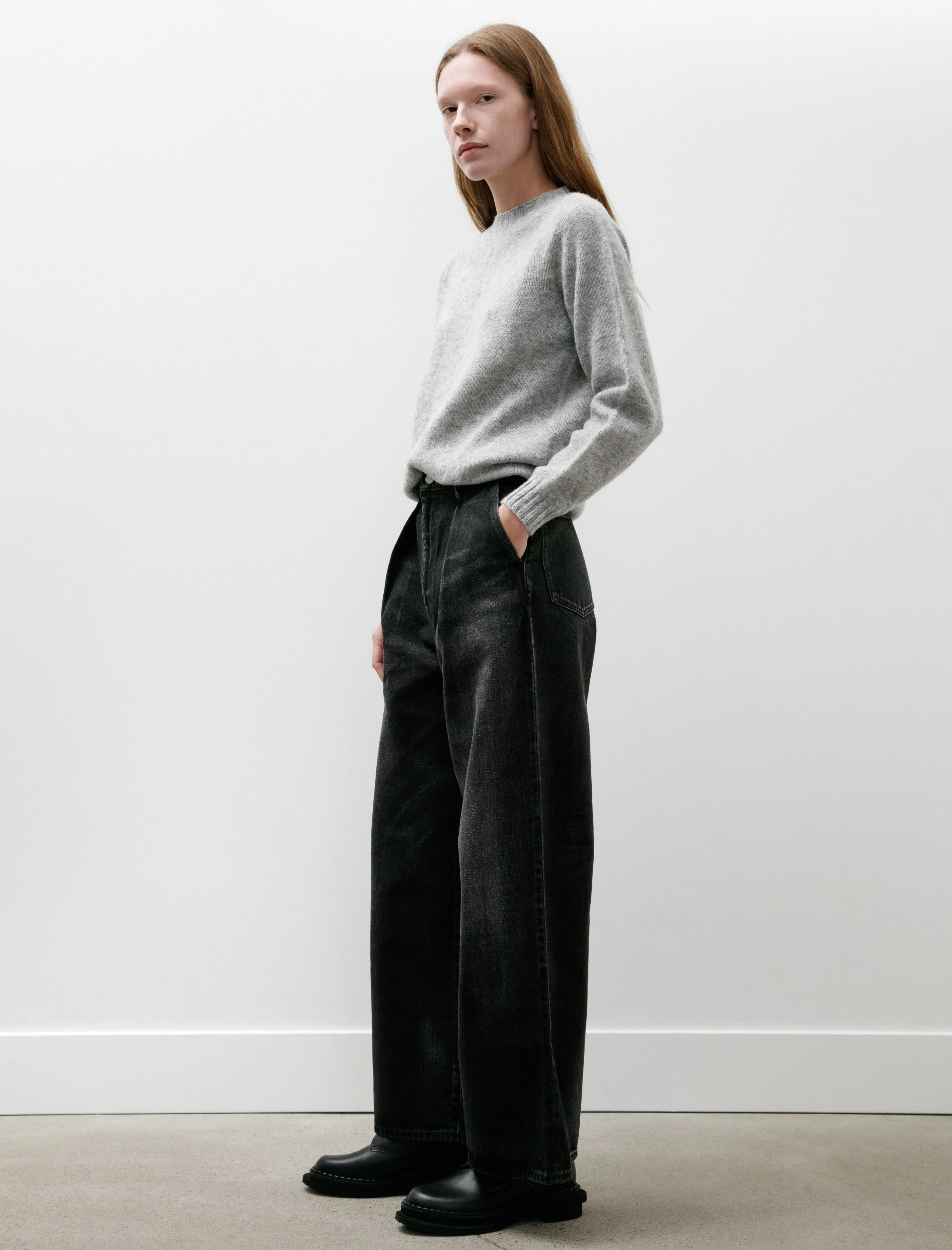 Selvage Denim Two Tuck Wide Pants Black Dark Fade sold by SHOP NEIGHBOR product image thumbnail 3