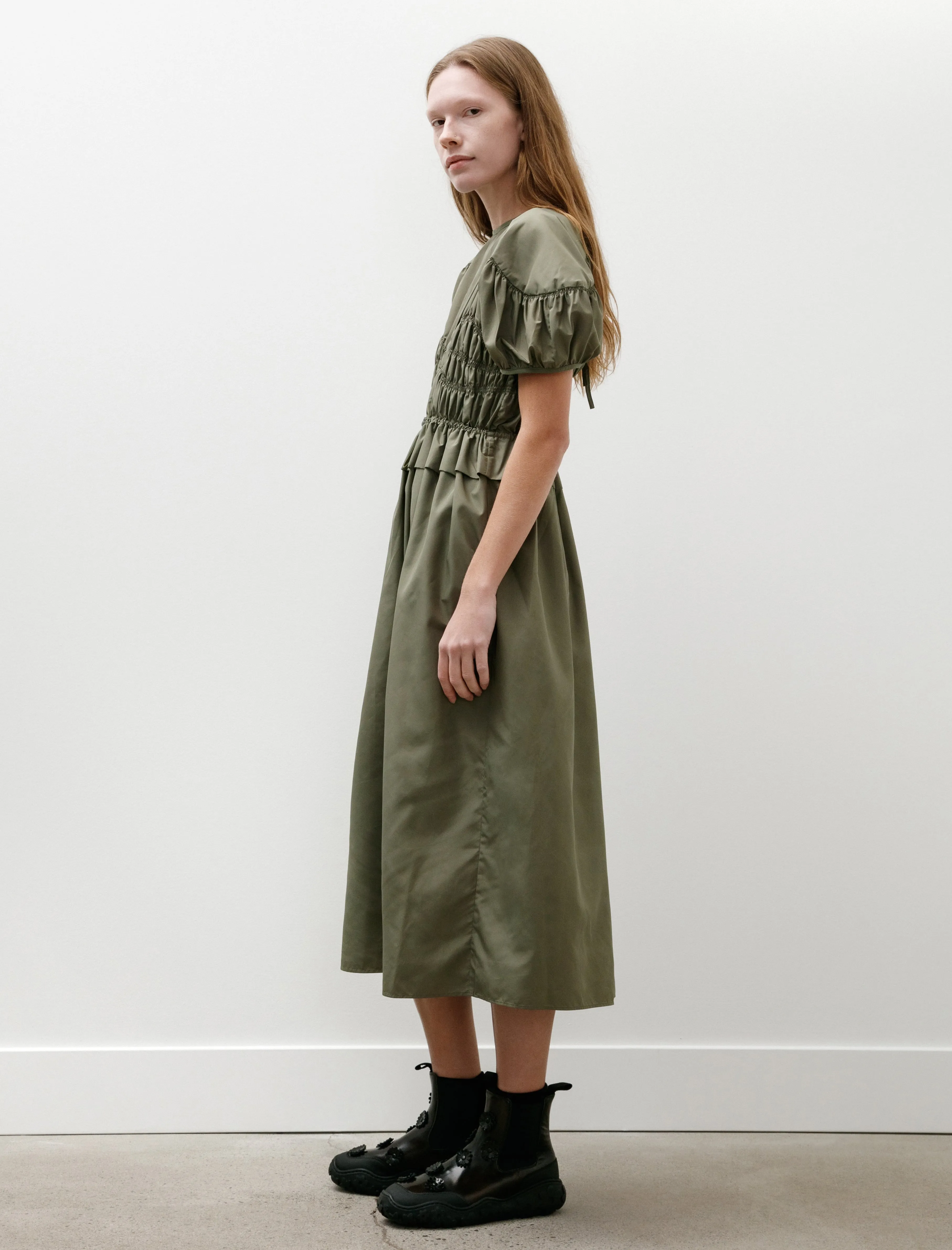 Betsy Dress Recycled Faille Olive sold by SHOP NEIGHBOR product image thumbnail 3