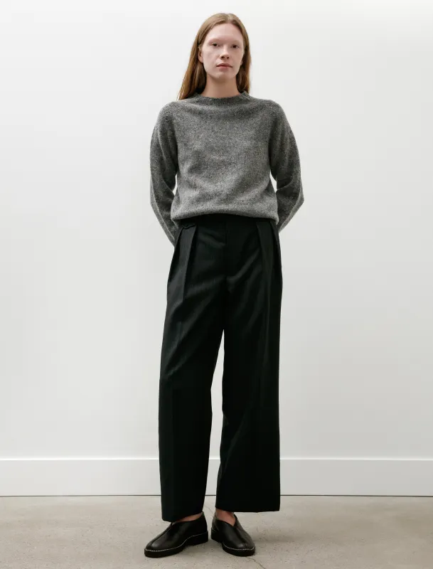 Bluefaced Wool Two-Tuck Slacks Charcoal Navy Stripe sold by SHOP NEIGHBOR