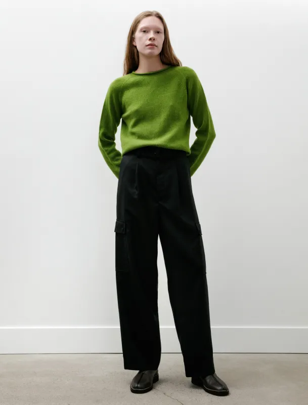 Structured Wool Double Cloth Cargo Pants Top Black made by SHOP NEIGHBOR
