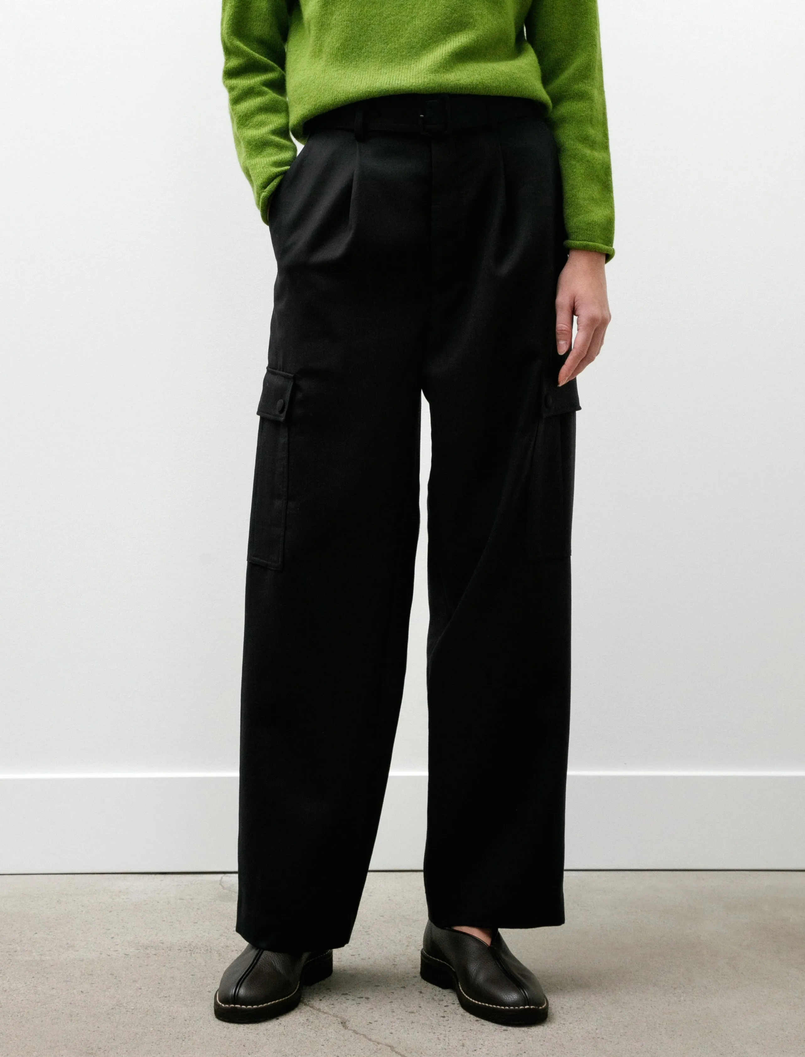 Structured Wool Double Cloth Cargo Pants Top Black sold by SHOP NEIGHBOR product image thumbnail 2