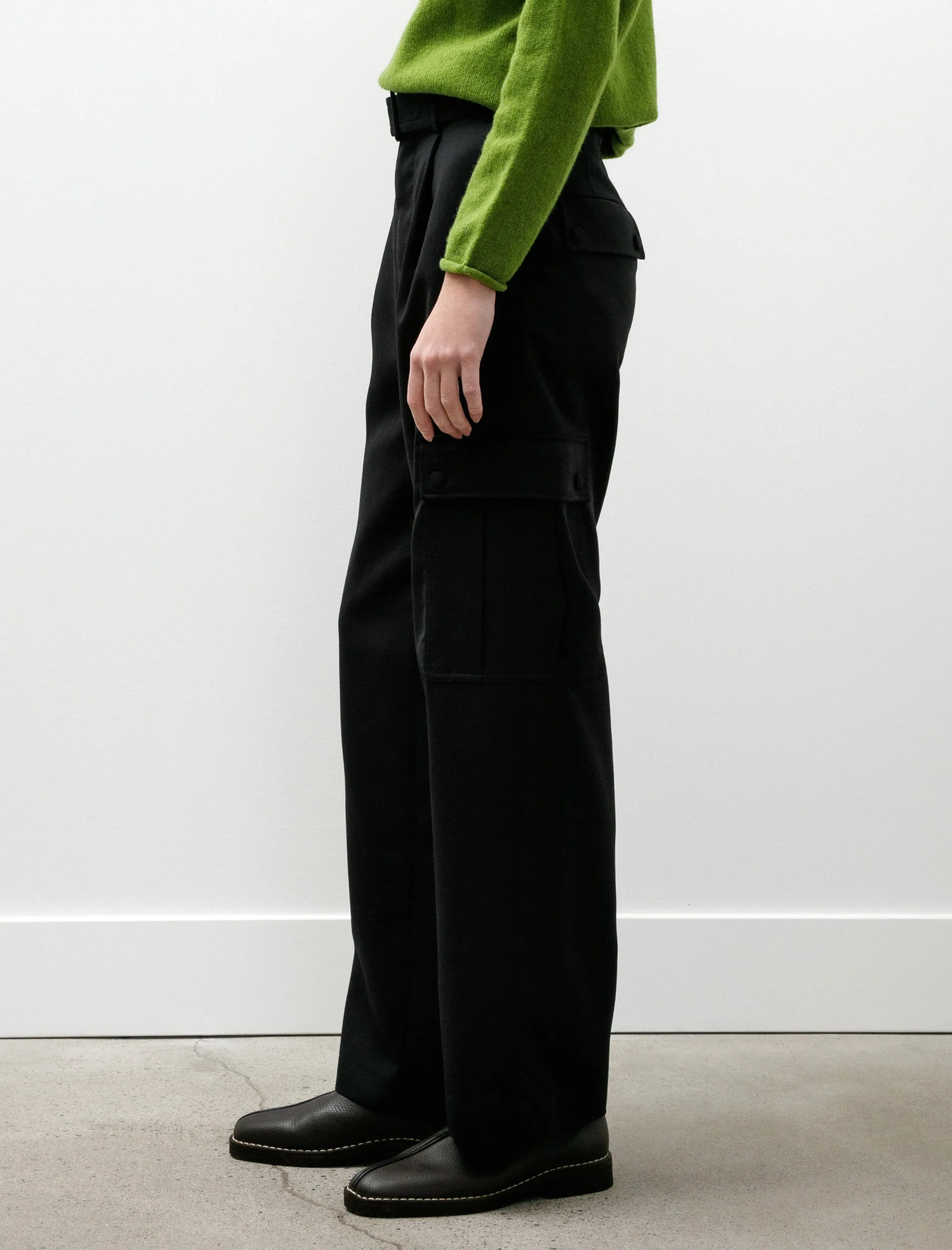 Structured Wool Double Cloth Cargo Pants Top Black sold by SHOP NEIGHBOR product image thumbnail 3
