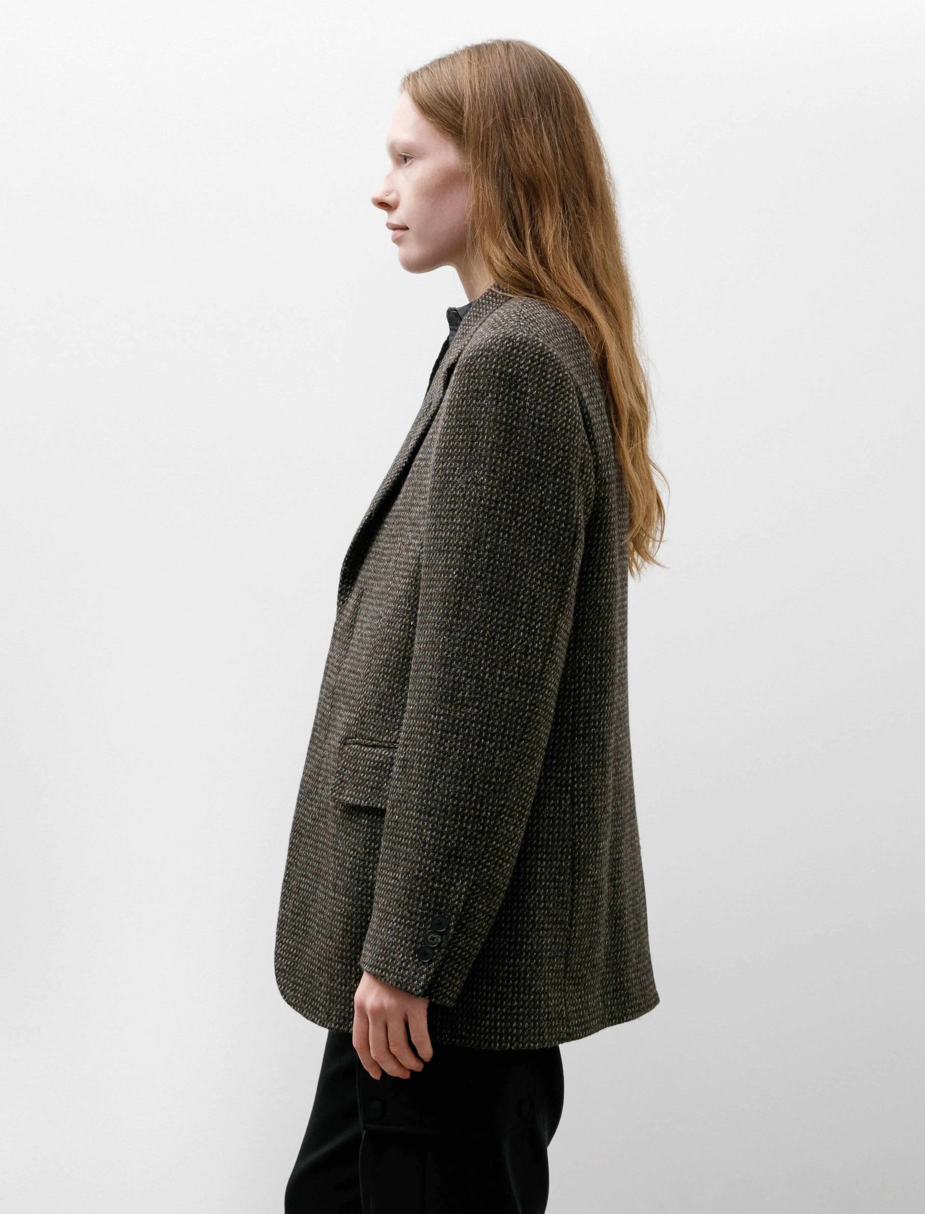 Alpaca Wool Silk Tweed Over Jacket Grey Brown Hairline sold by SHOP NEIGHBOR product image thumbnail 5