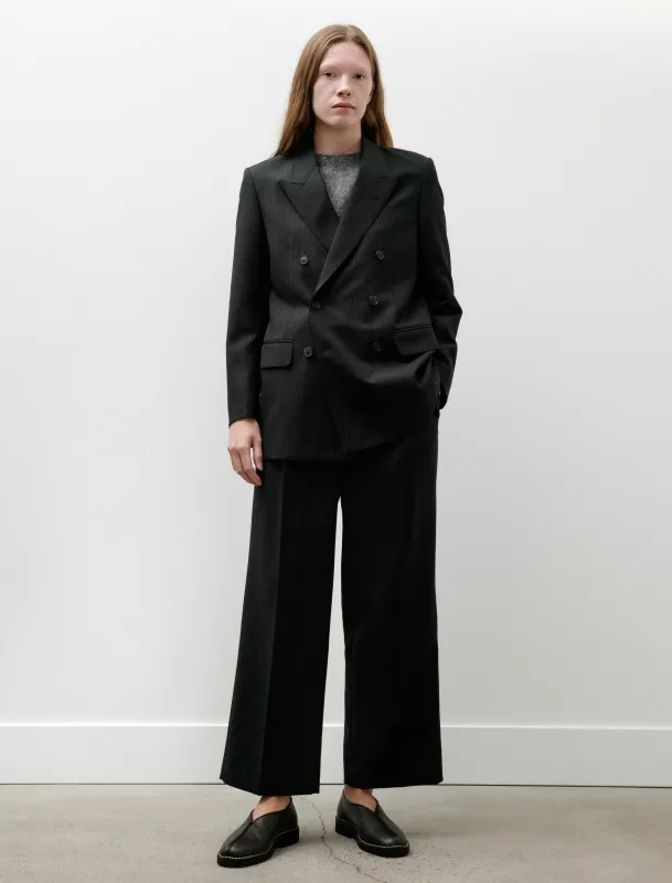 Bluefaced Wool Double-Breasted Jacket Charcoal Navy Striped sold by SHOP NEIGHBOR