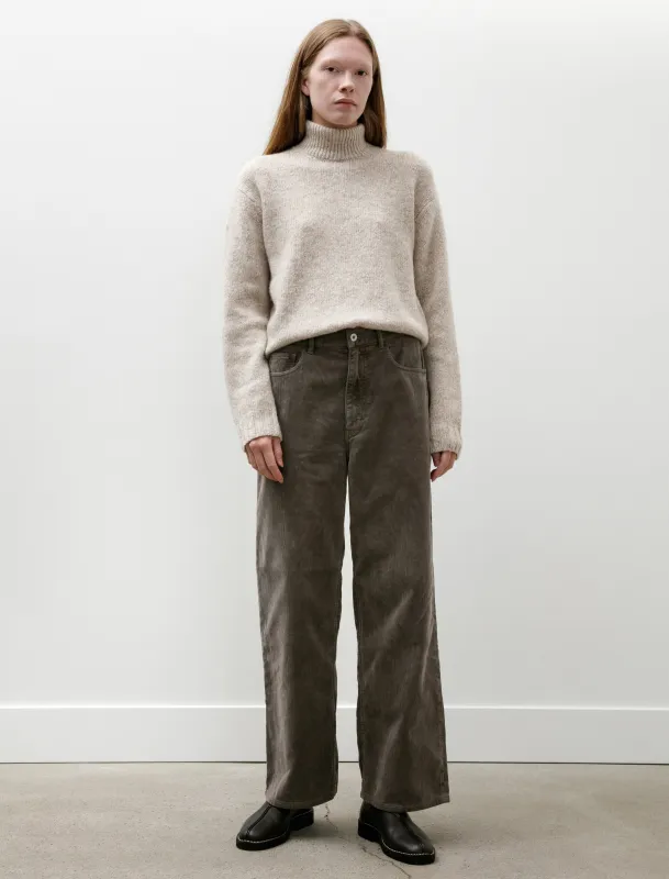 Pigment Dyed Finx Corduroy Wide 5P Pants W Olive Brown sold by SHOP NEIGHBOR
