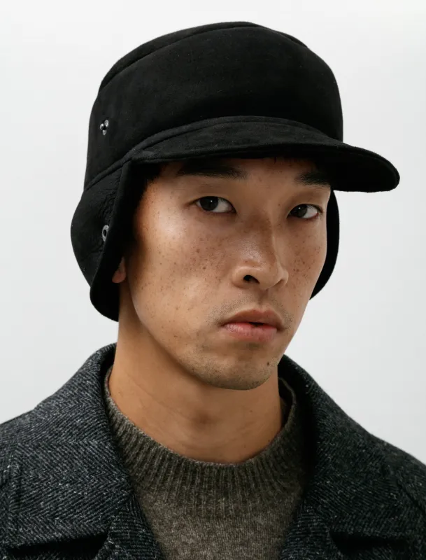 Press Stud Shearling Cap Curly Merino Shearling Black sold by SHOP NEIGHBOR