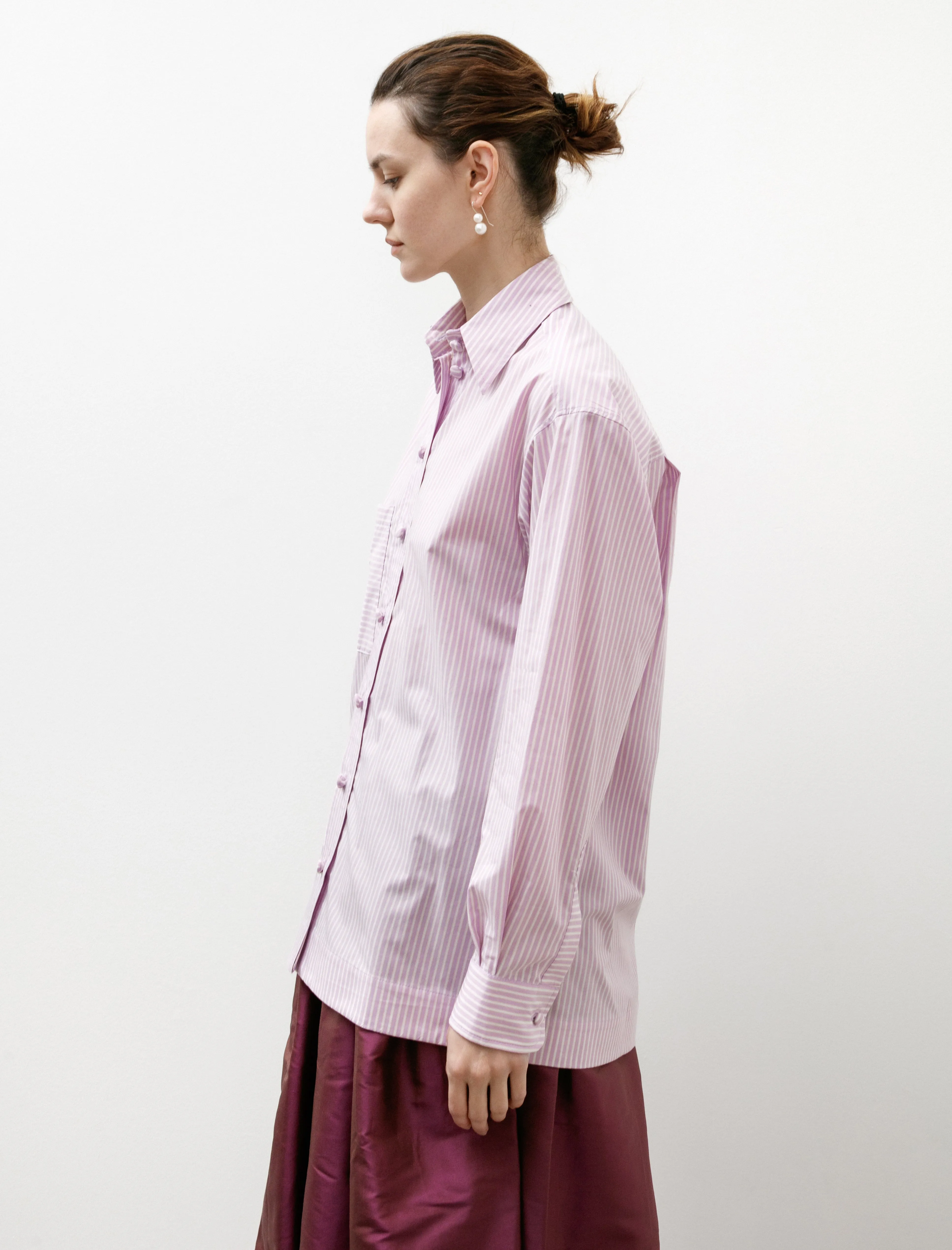 Japanese Cotton Stripe June Shirt Lilac Stripe sold by SHOP NEIGHBOR product image thumbnail 3
