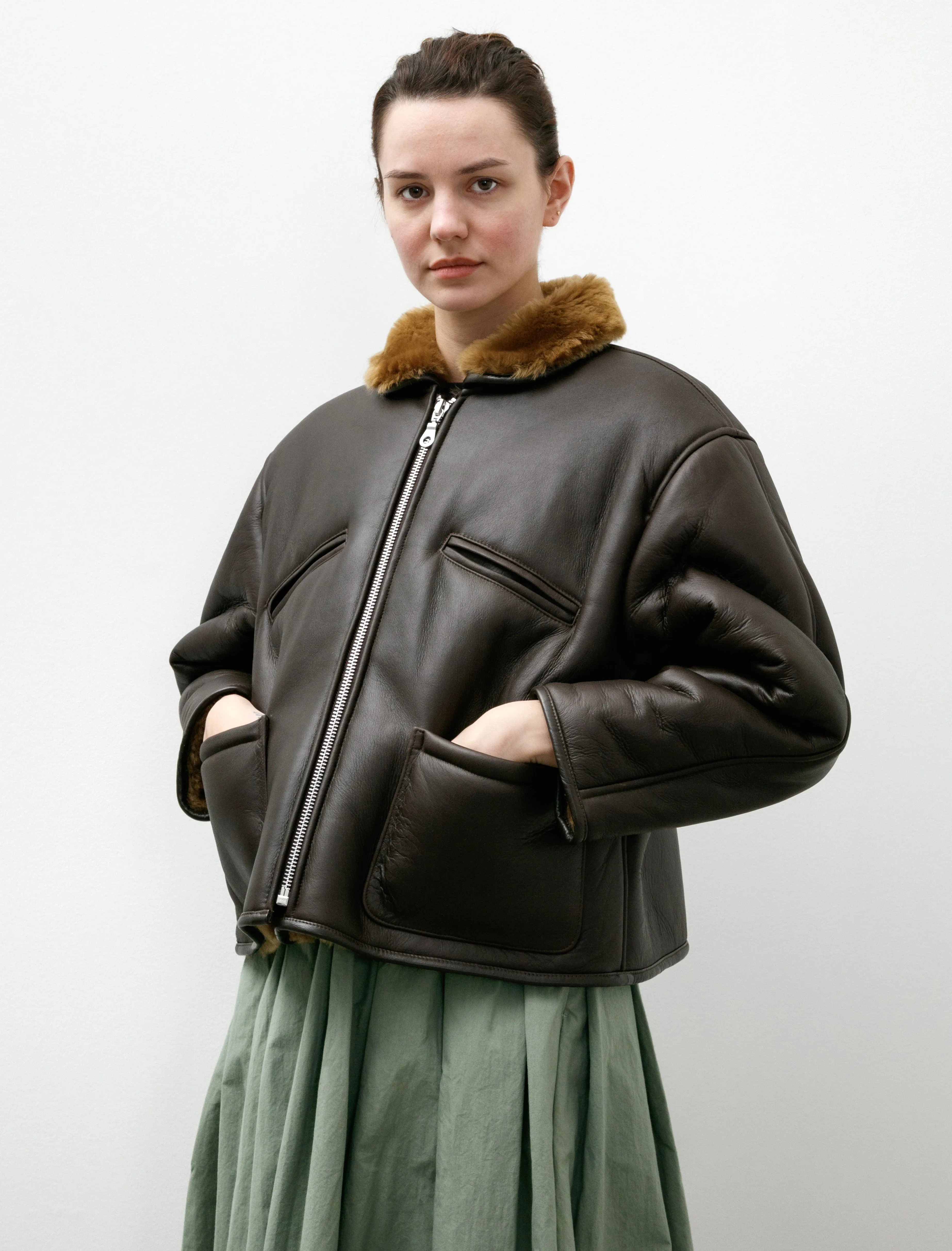 Leather Back Straight Hair Flying Jacket Ginger/Brown sold by SHOP NEIGHBOR product image thumbnail 4