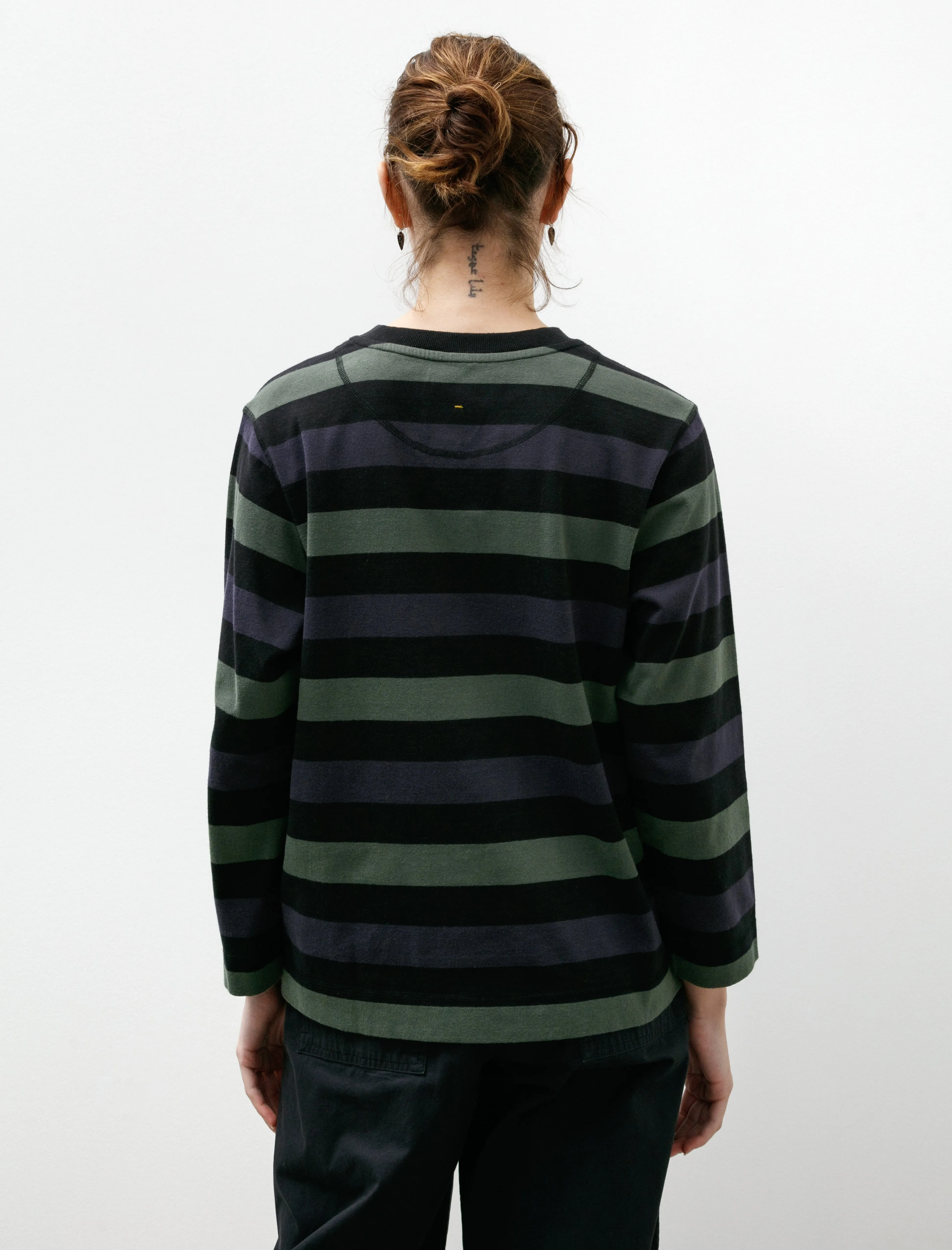 MHL Crewneck Matelot Three Colour Block Stripe Off Black/Indigo/Uniform Green sold by SHOP NEIGHBOR product image thumbnail 4