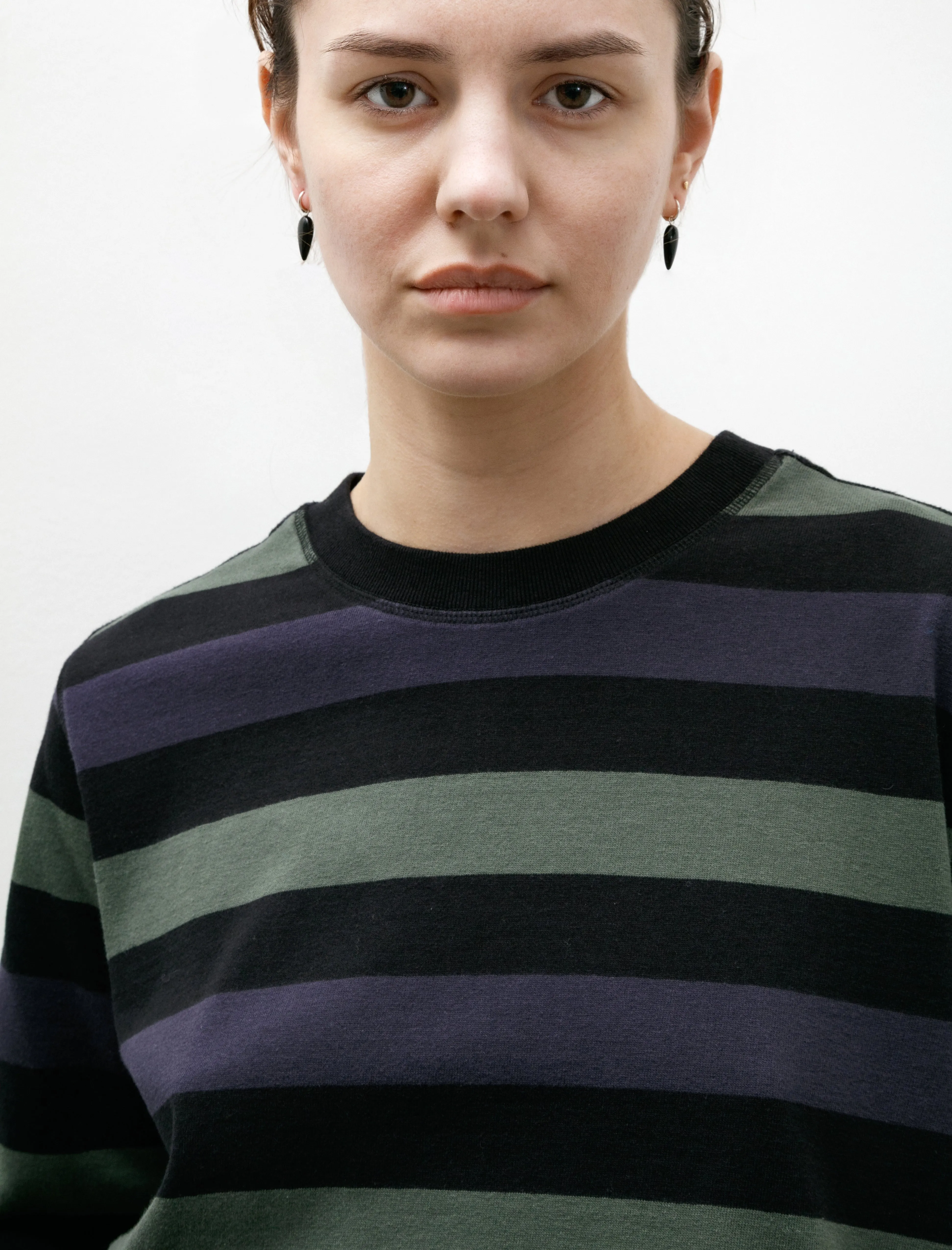 MHL Crewneck Matelot Three Colour Block Stripe Off Black/Indigo/Uniform Green sold by SHOP NEIGHBOR product image thumbnail 2