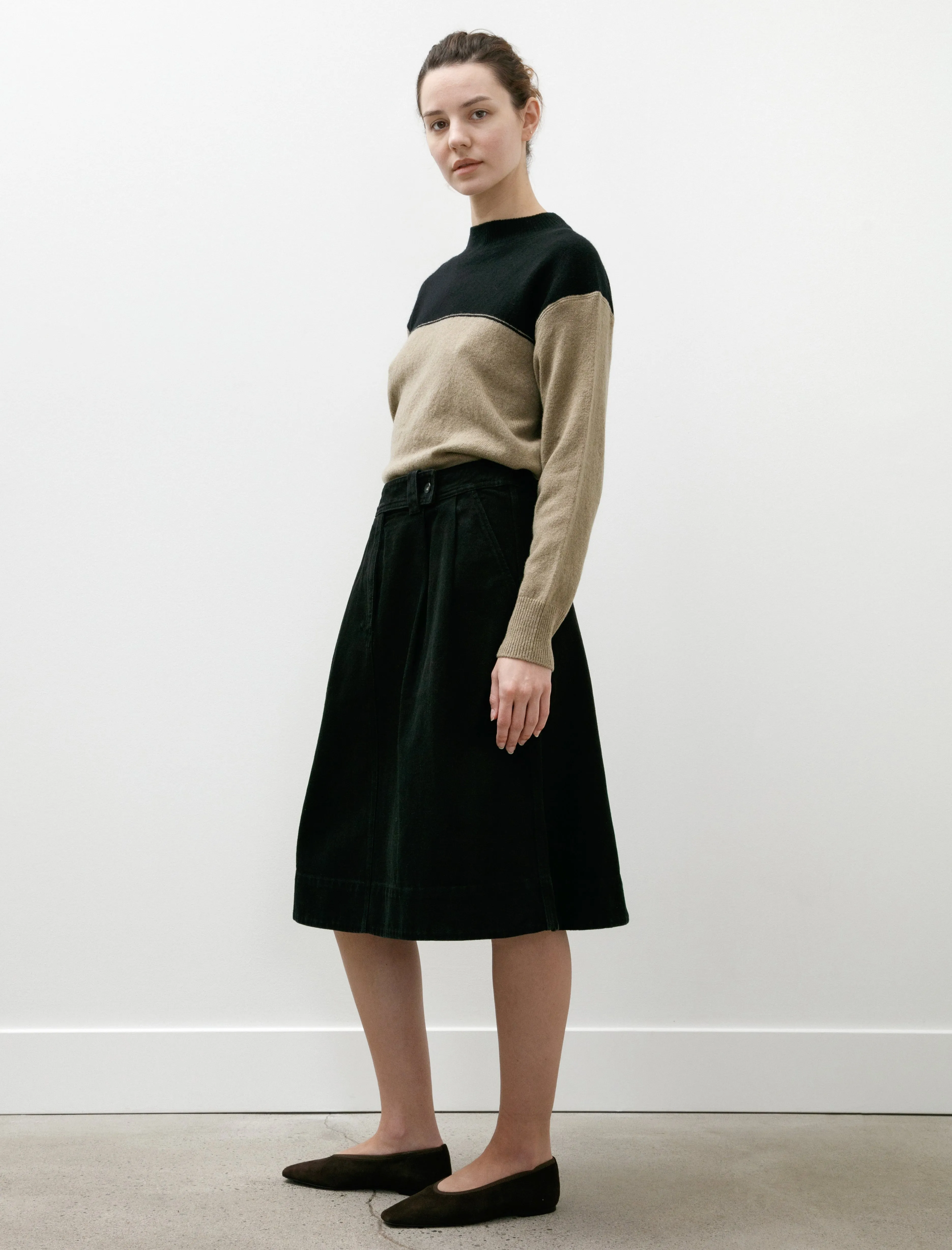 MHL Double Pleat Skirt Cotton Denim Black sold by SHOP NEIGHBOR product image thumbnail 3