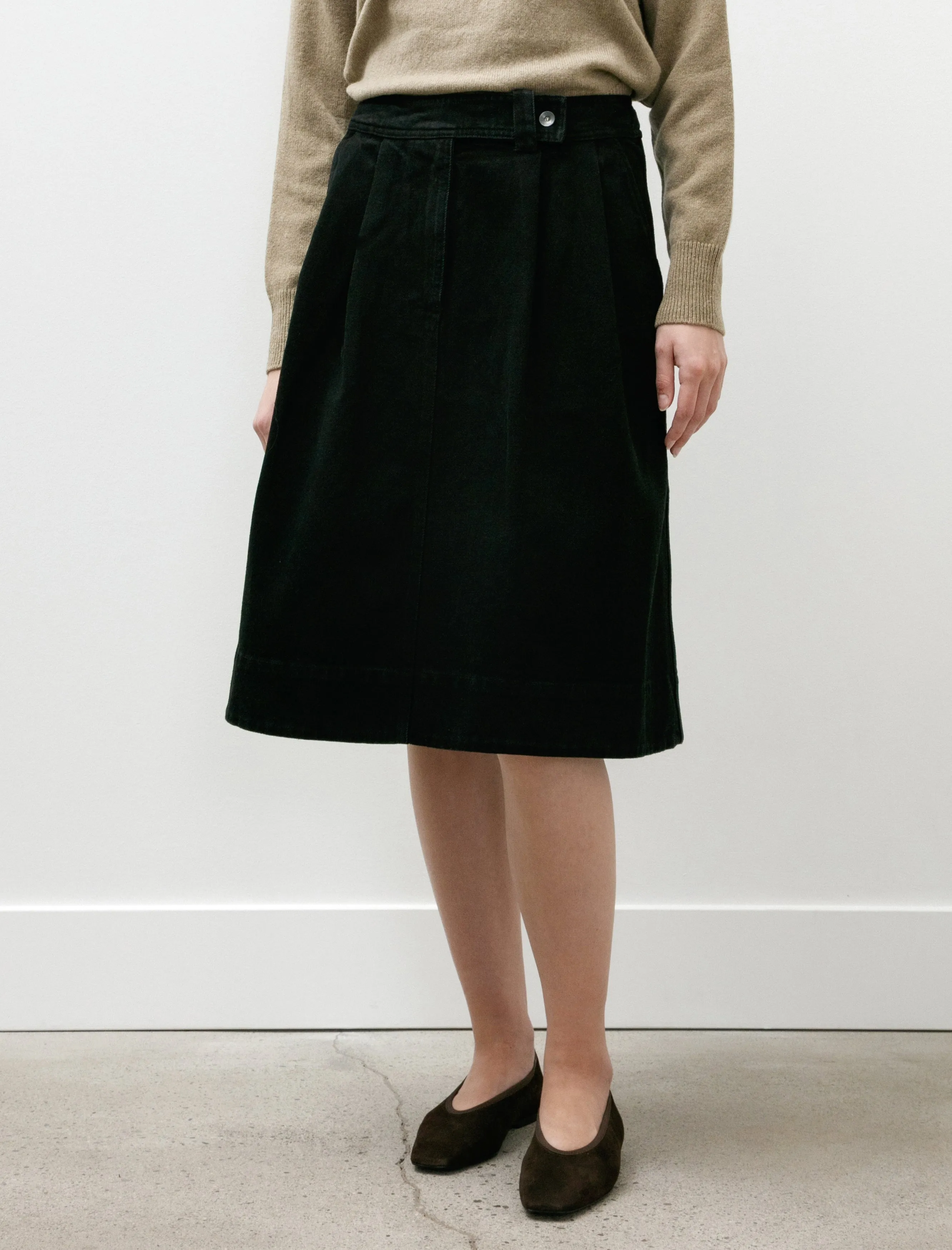 MHL Double Pleat Skirt Cotton Denim Black sold by SHOP NEIGHBOR product image thumbnail 2