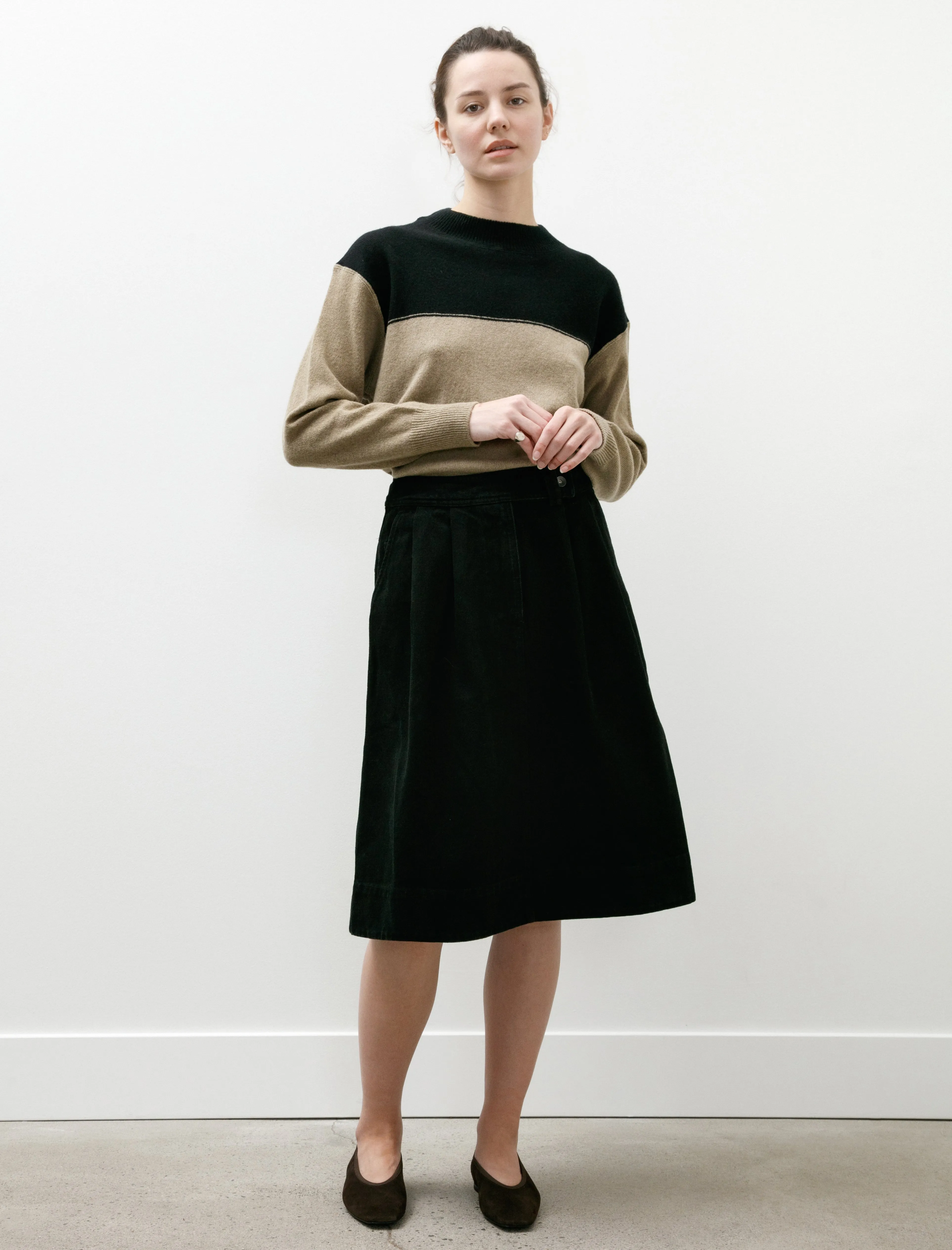 MHL Double Pleat Skirt Cotton Denim Black sold by SHOP NEIGHBOR