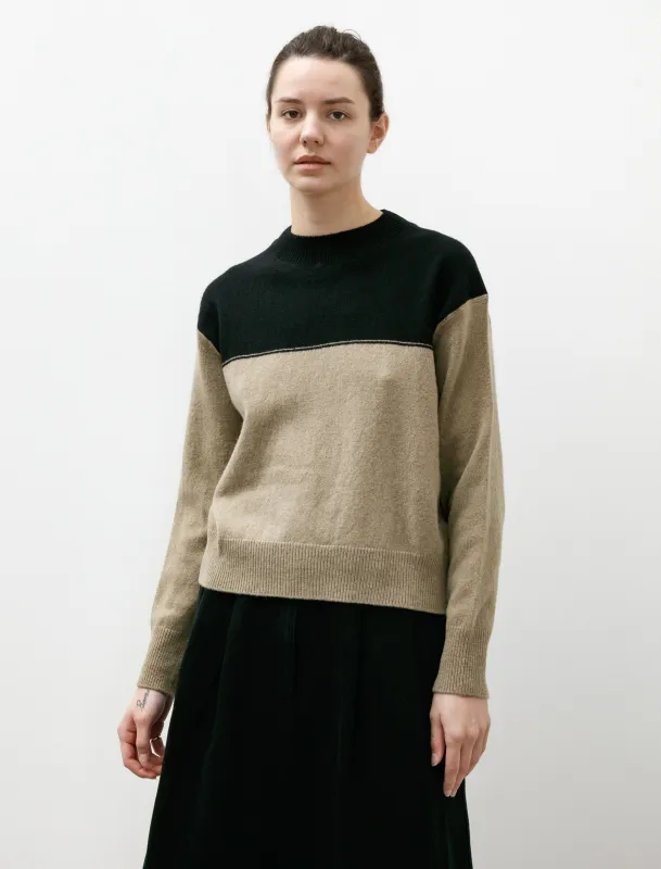 MHL Colour Block Jumper Lambswool Black/Linen sold by SHOP NEIGHBOR