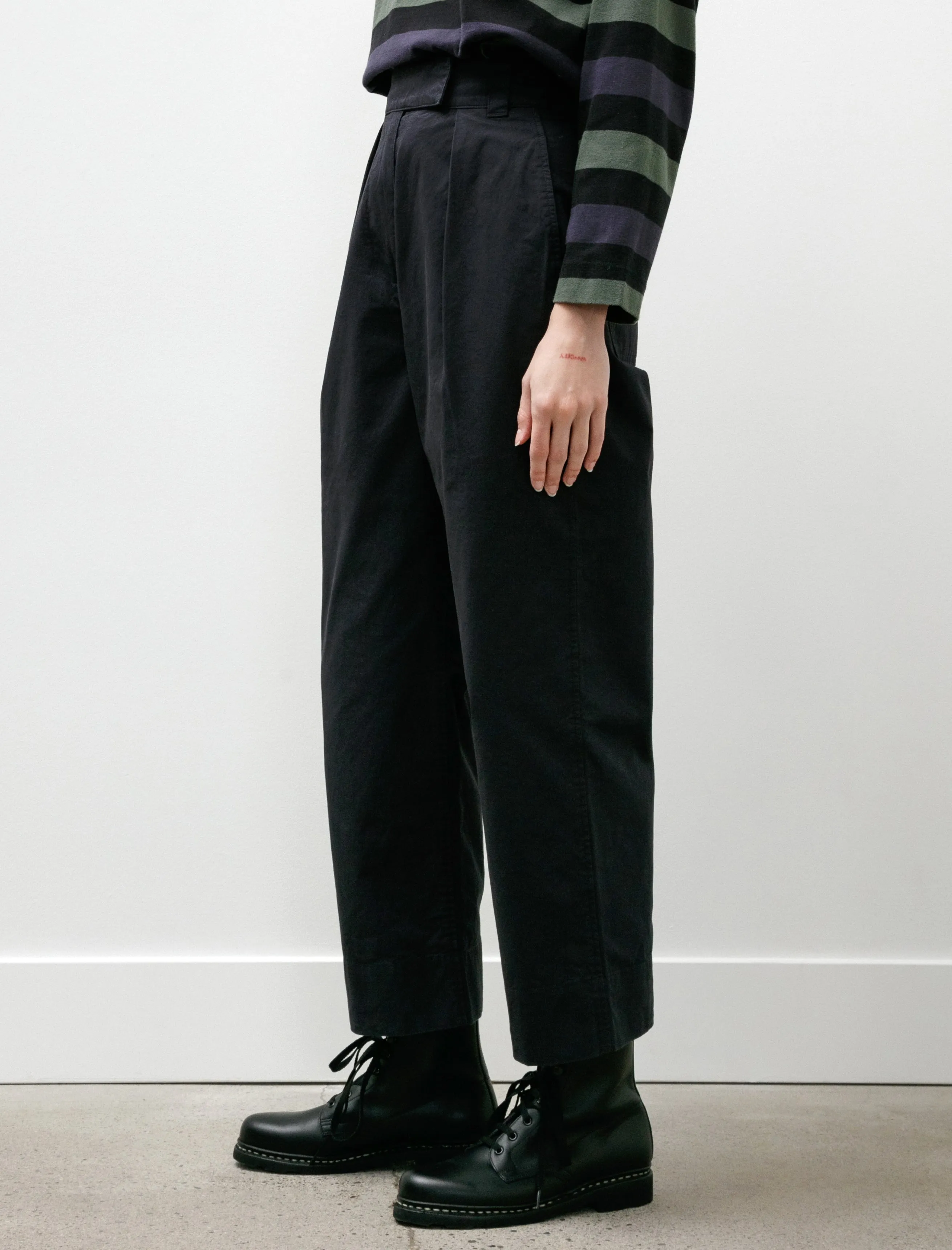MHL Pleated Crop Trousers Soft Dense Cotton Navy sold by SHOP NEIGHBOR product image thumbnail 4