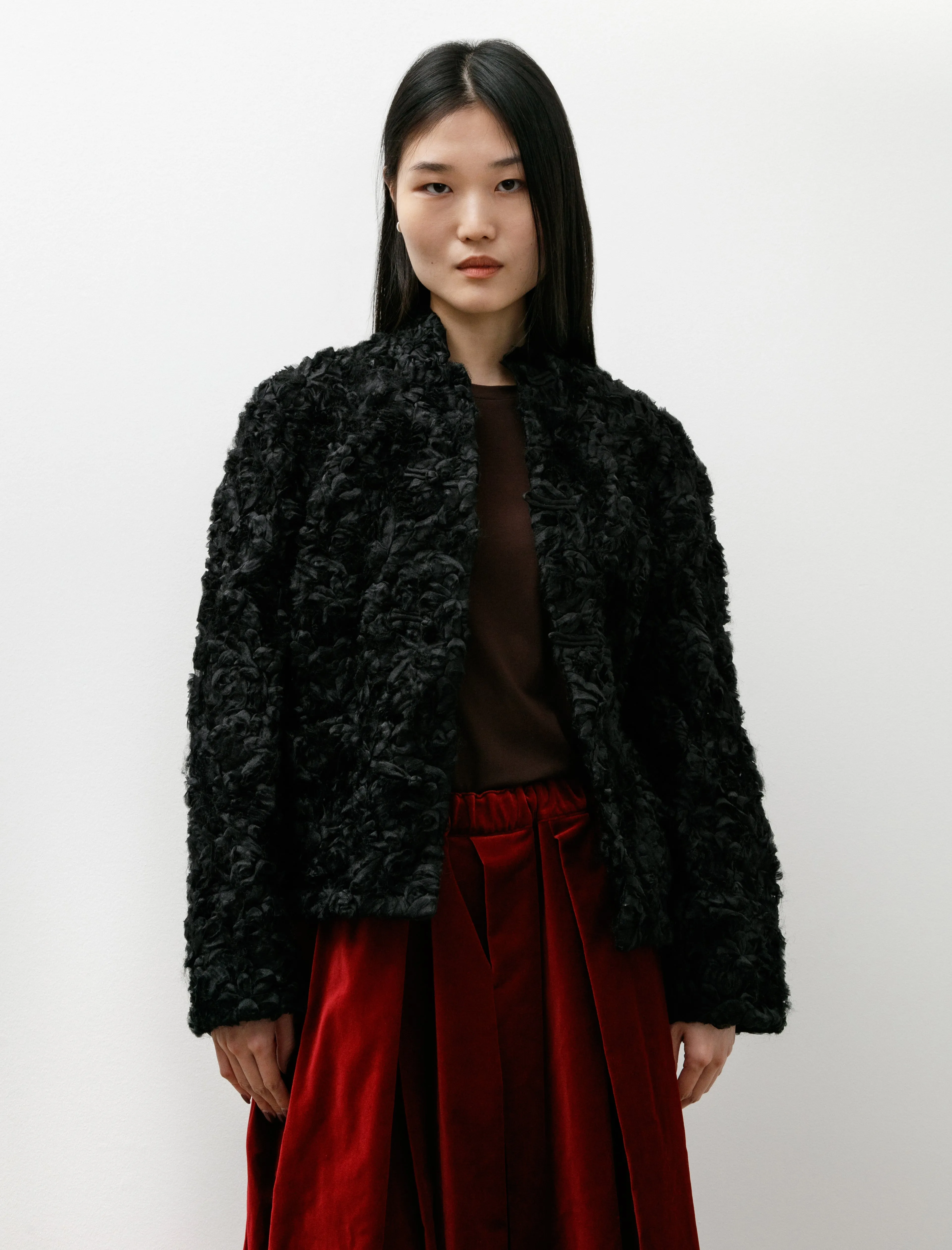 Ruffled Floral Appliqué Jacket Black sold by SHOP NEIGHBOR product image thumbnail 3