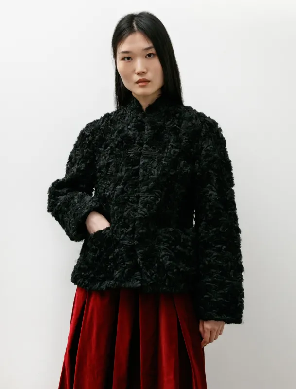 Ruffled Floral Appliqué Jacket Black sold by SHOP NEIGHBOR