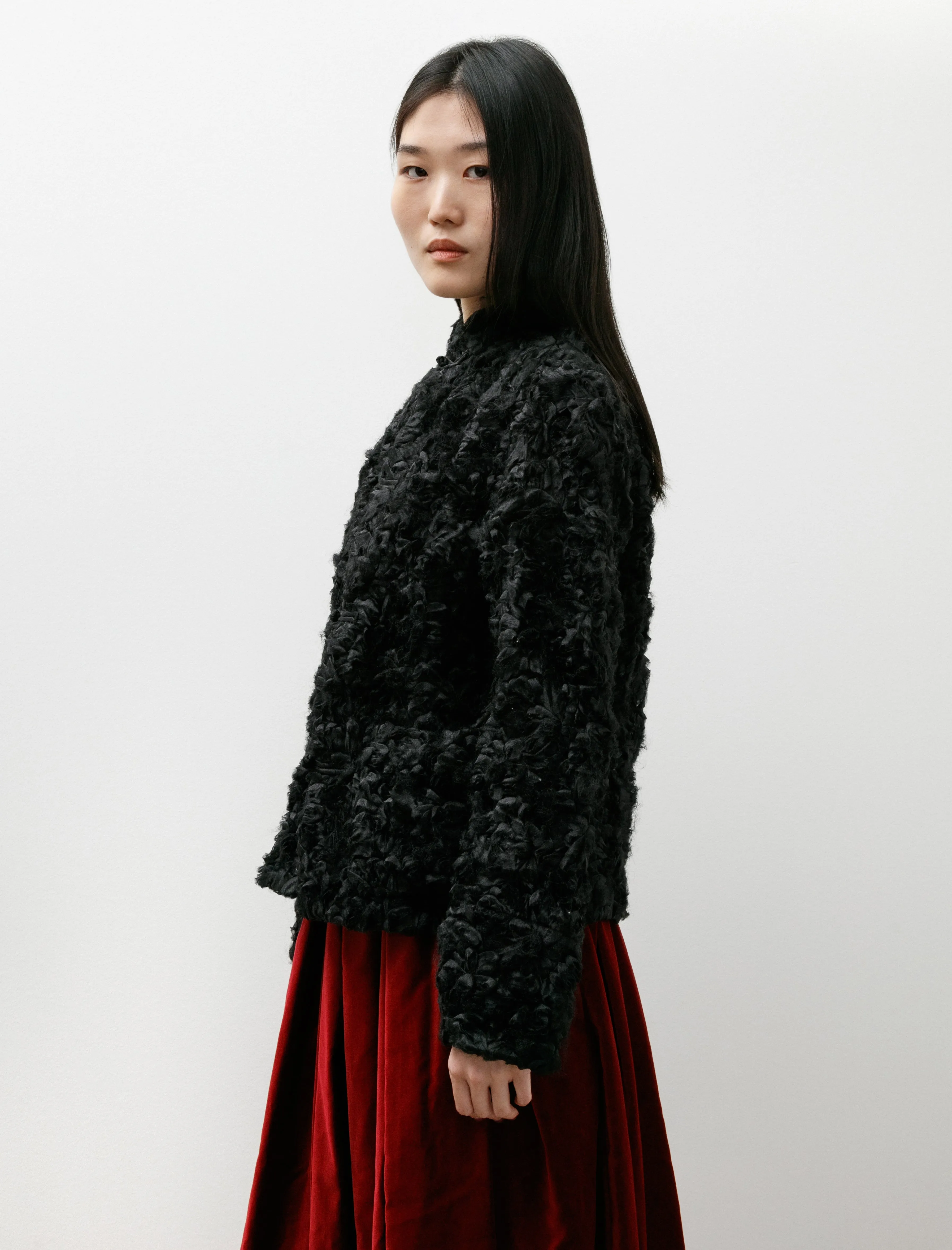 Ruffled Floral Appliqué Jacket Black sold by SHOP NEIGHBOR product image thumbnail 4