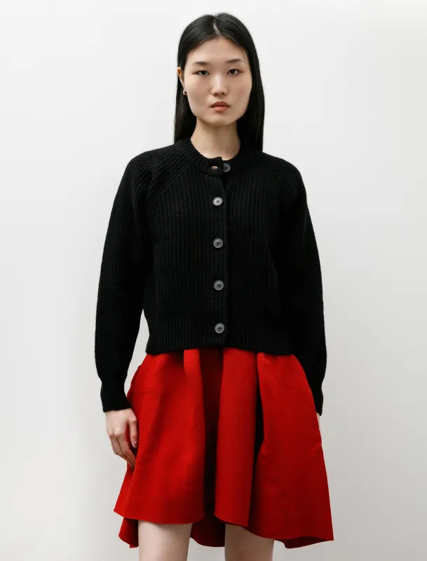 Ribbed Crew Neck Cardigan Black sold by SHOP NEIGHBOR