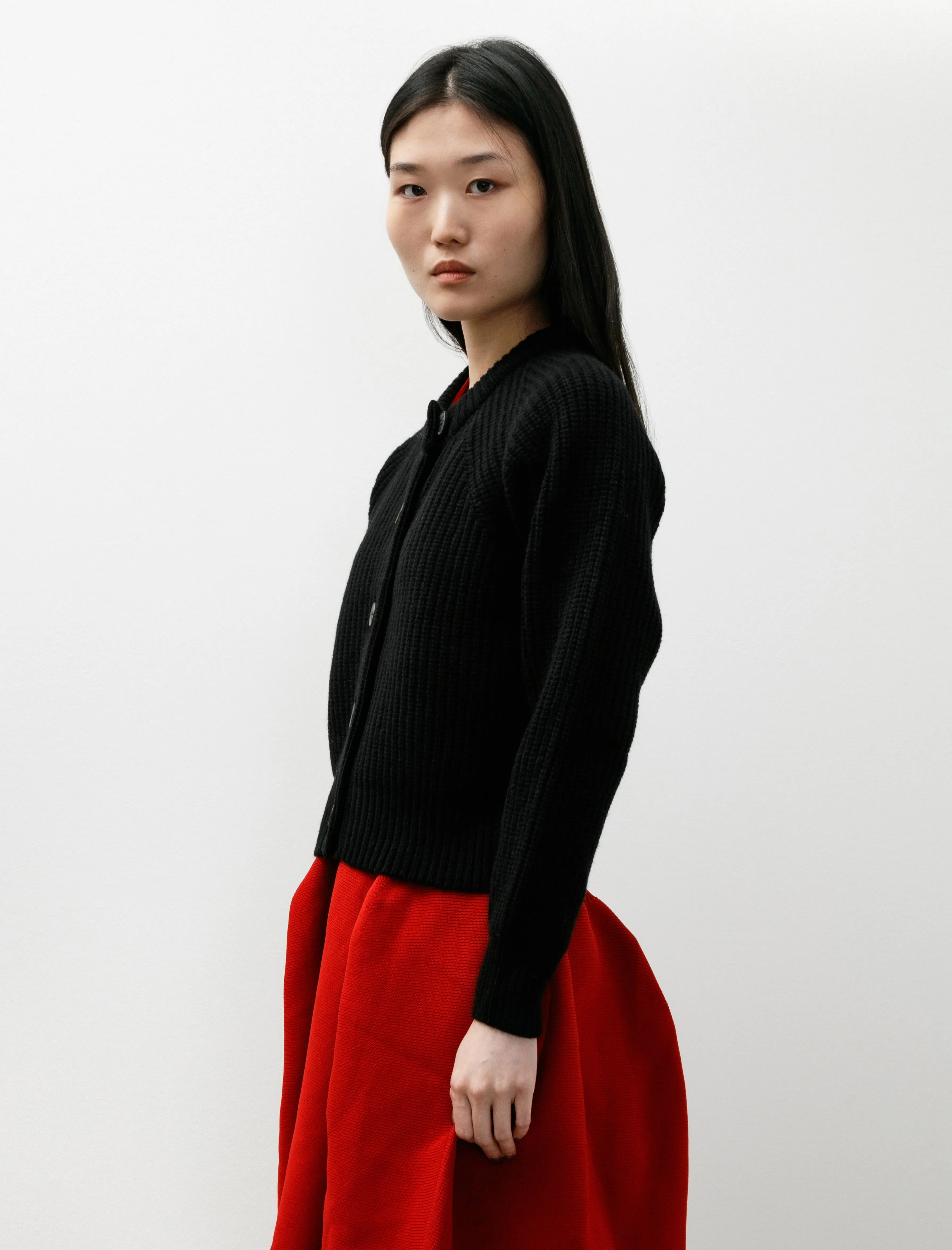 Ribbed Crew Neck Cardigan Black sold by SHOP NEIGHBOR product image thumbnail 3