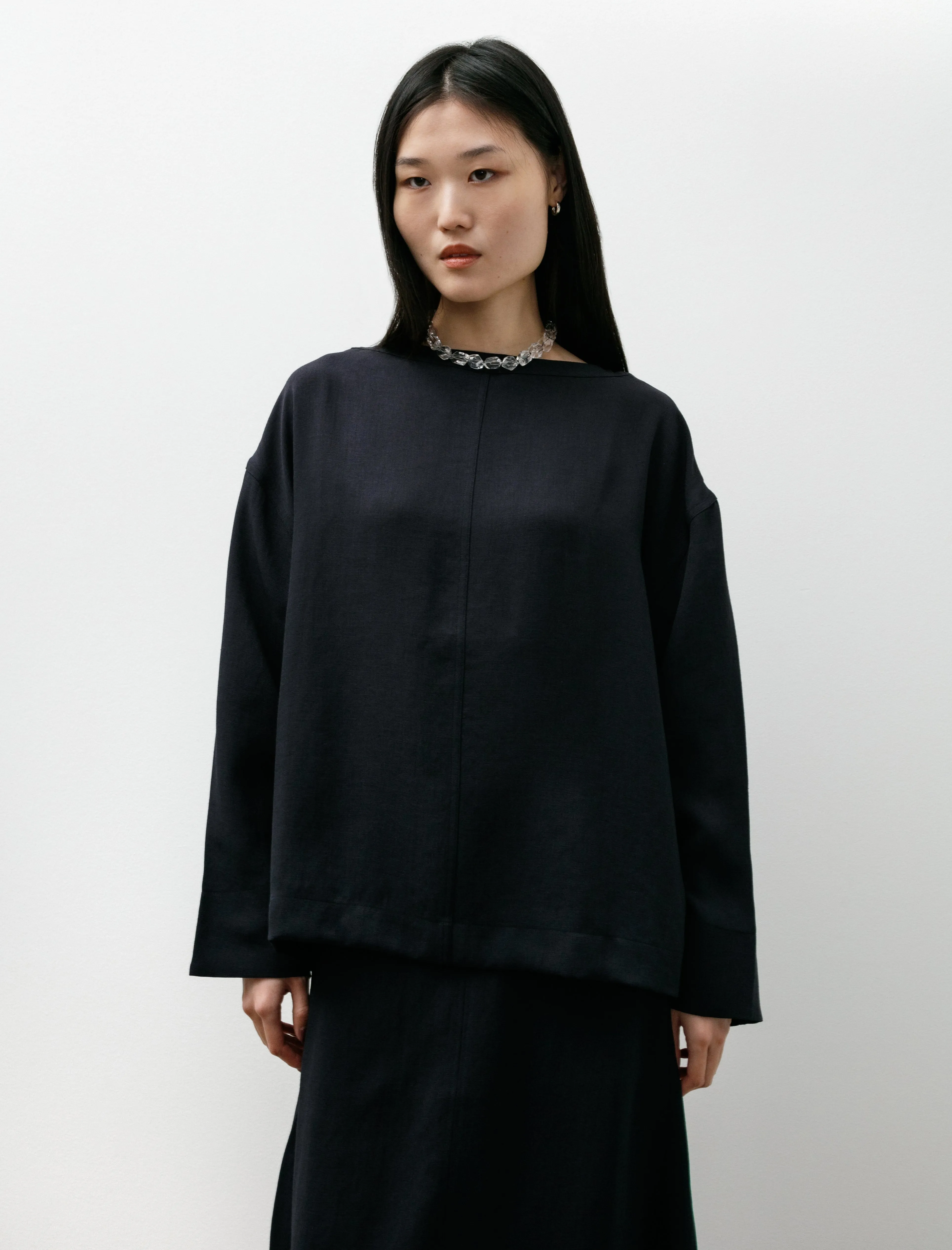 Lory Boat Neck Top Darkest Navy sold by SHOP NEIGHBOR