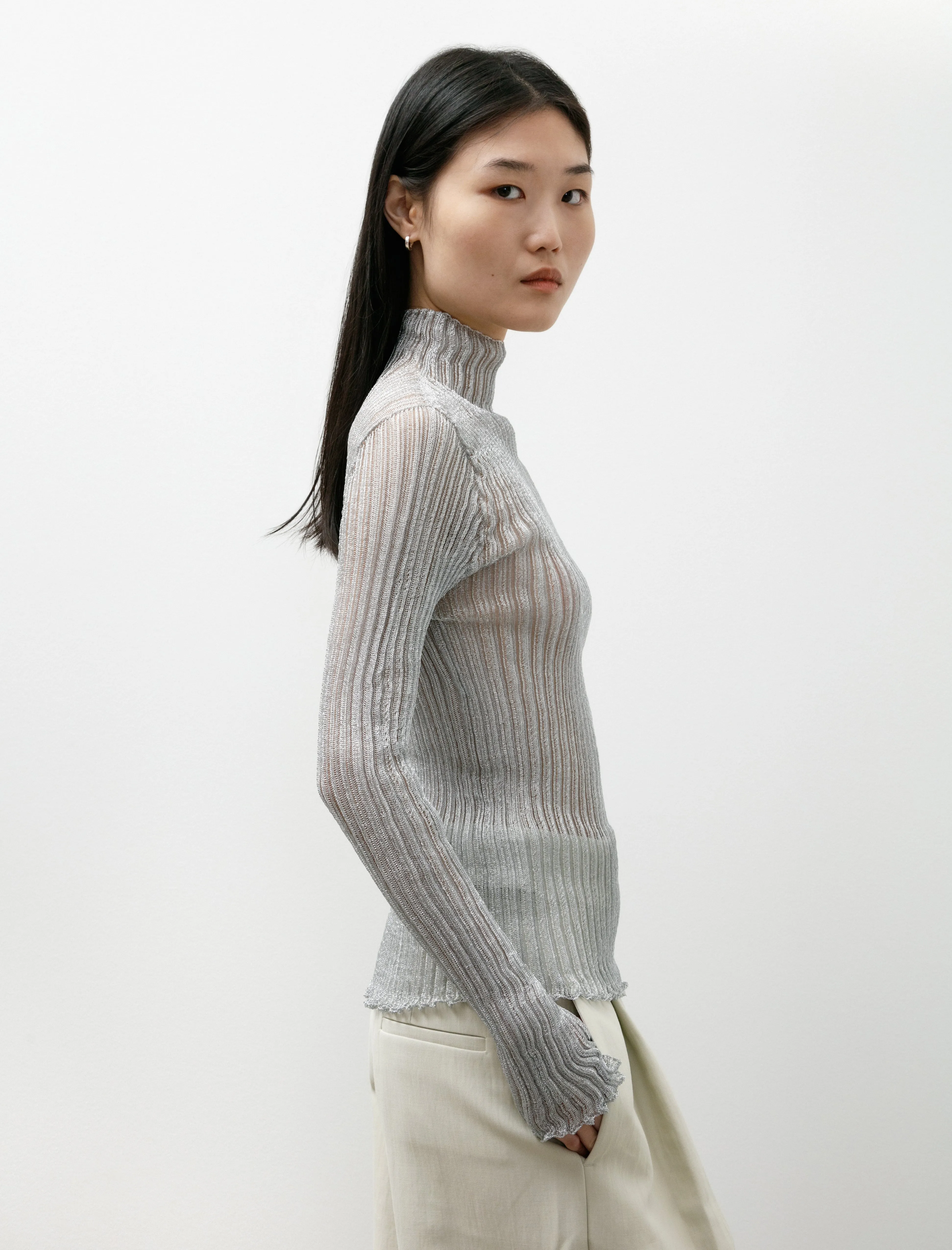 Soft Portrait Metal Long Sleeve Top Silver sold by SHOP NEIGHBOR product image thumbnail 2