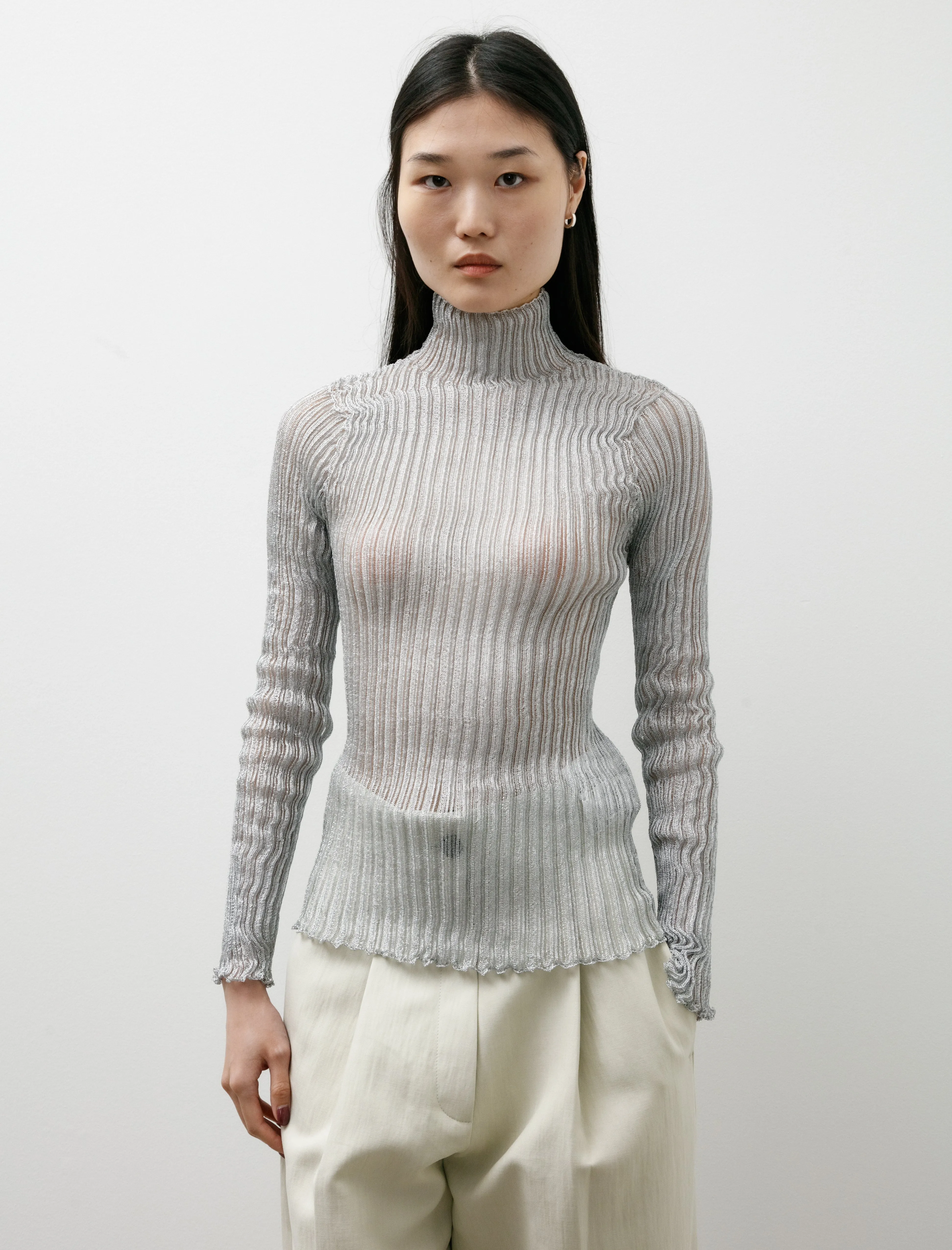 Soft Portrait Metal Long Sleeve Top Silver sold by SHOP NEIGHBOR