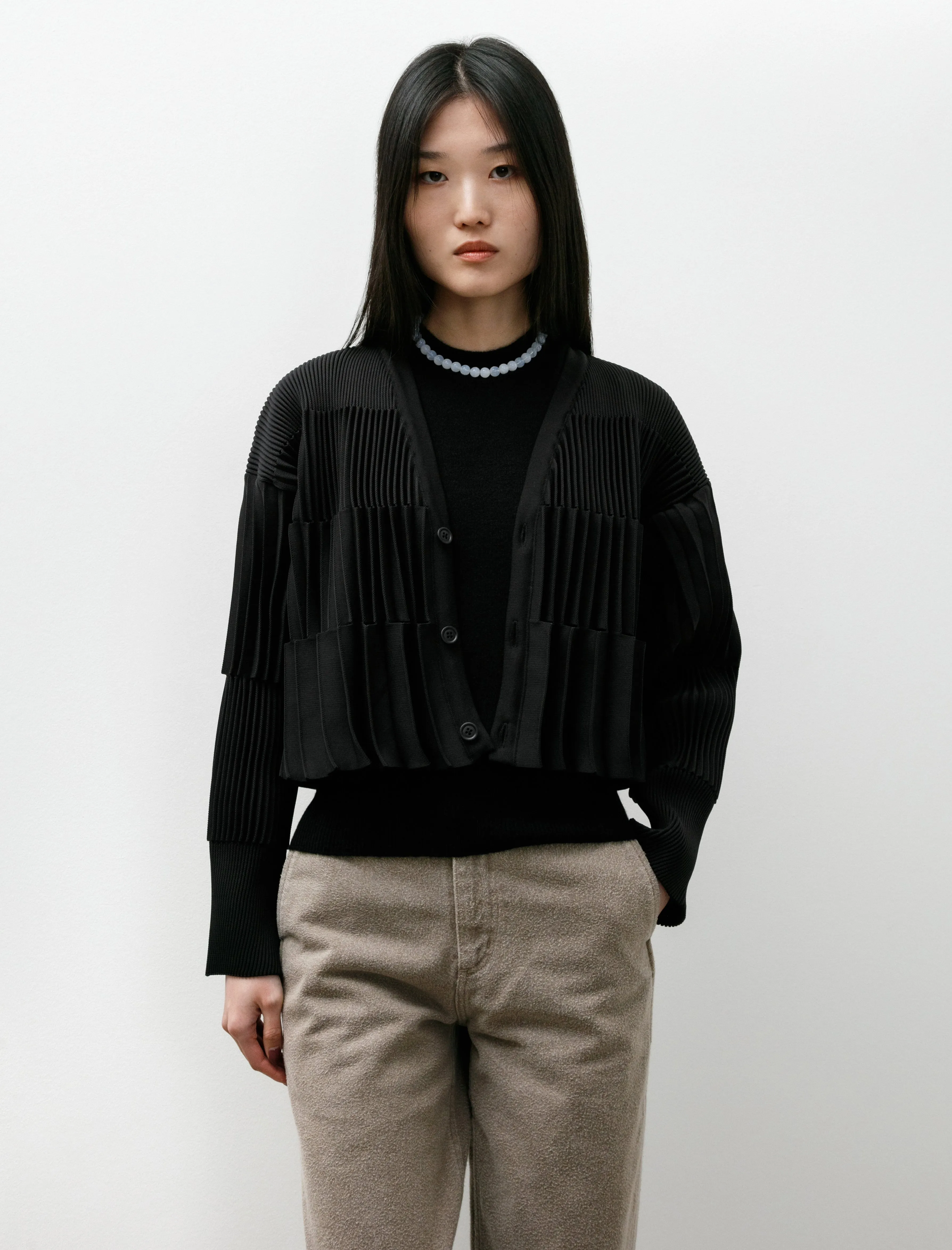 Accordion Cropped Cardigan Black sold by SHOP NEIGHBOR product image thumbnail 2