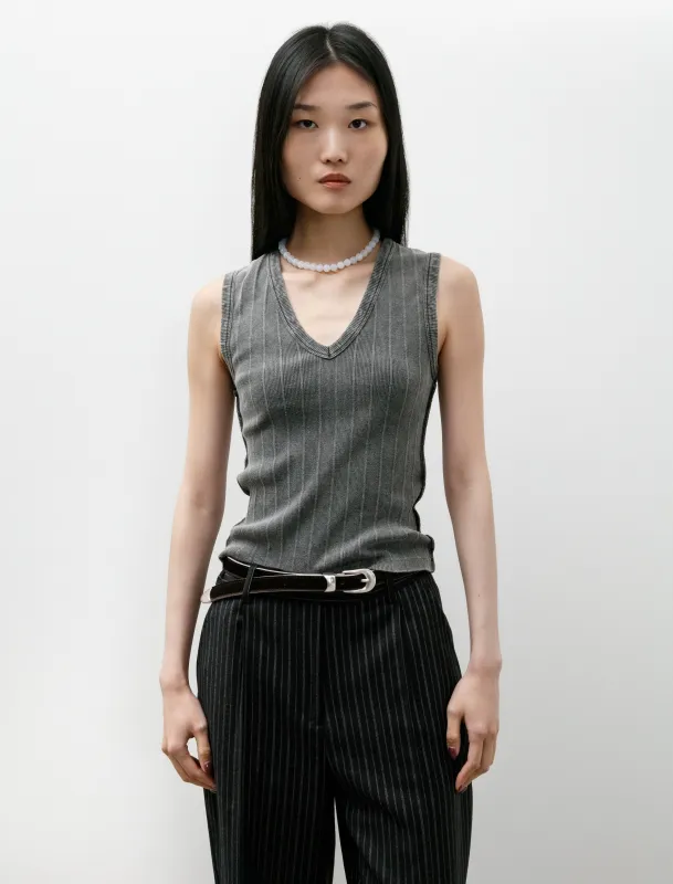 V-Neck Tank Top Washed Graphite Rib made by SHOP NEIGHBOR