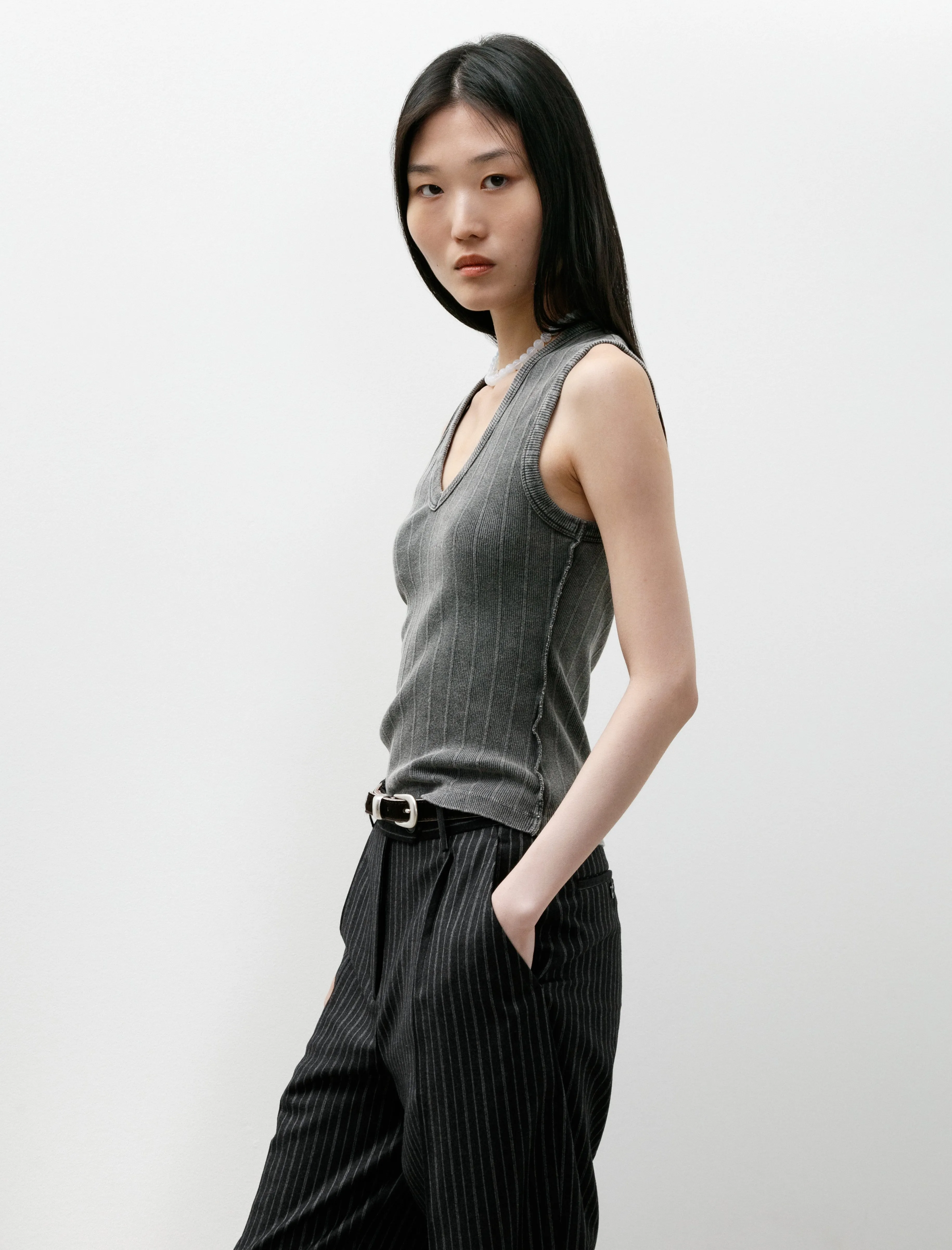 V-Neck Tank Top Washed Graphite Rib sold by SHOP NEIGHBOR product image thumbnail 3