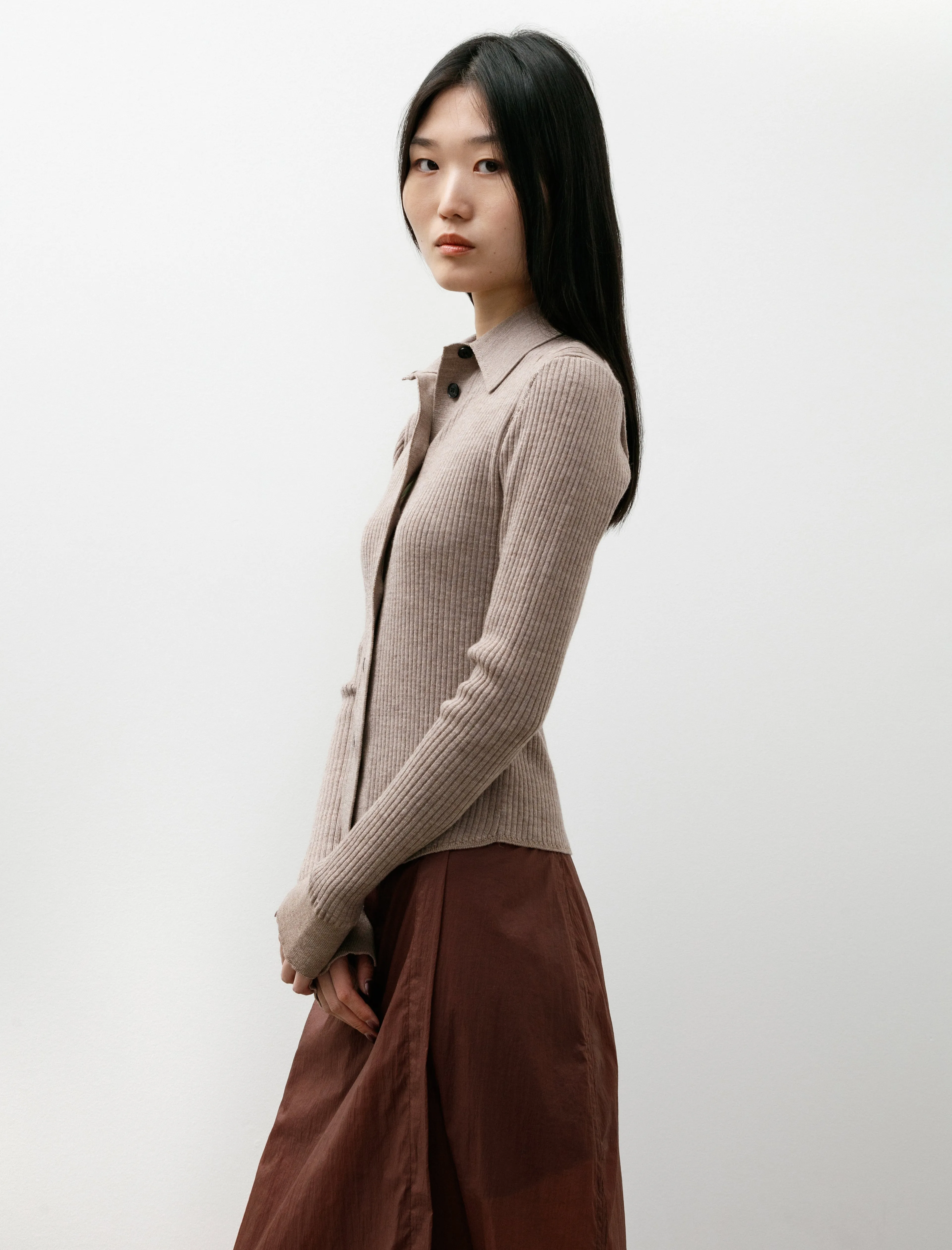 Knitted Rib Shirt Oatmeal sold by SHOP NEIGHBOR product image thumbnail 3