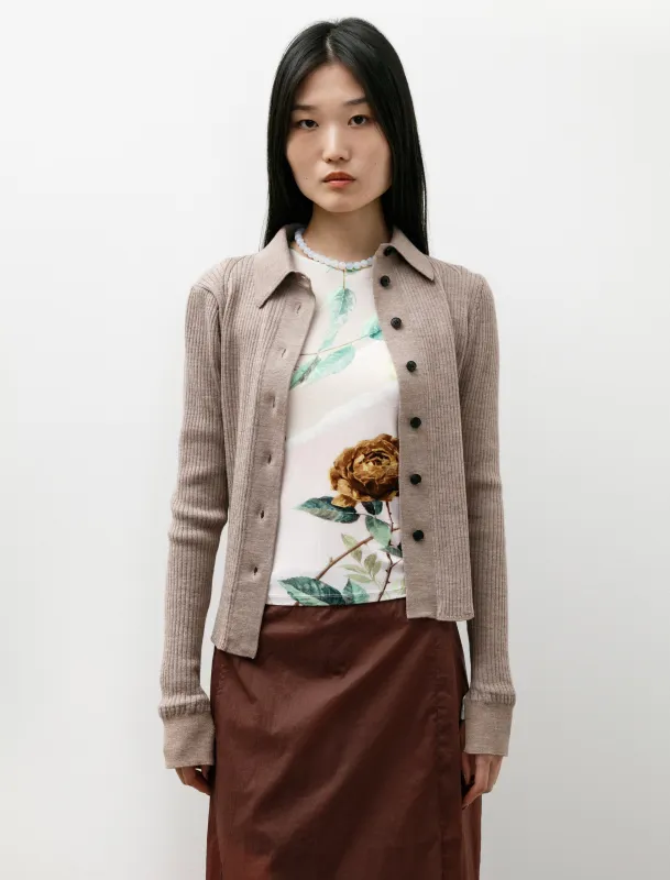 Knitted Rib Shirt Oatmeal made by SHOP NEIGHBOR